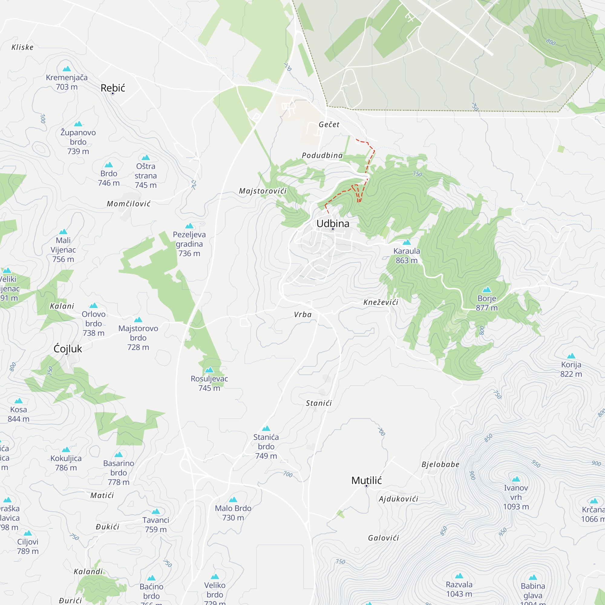 INA Udbina map
