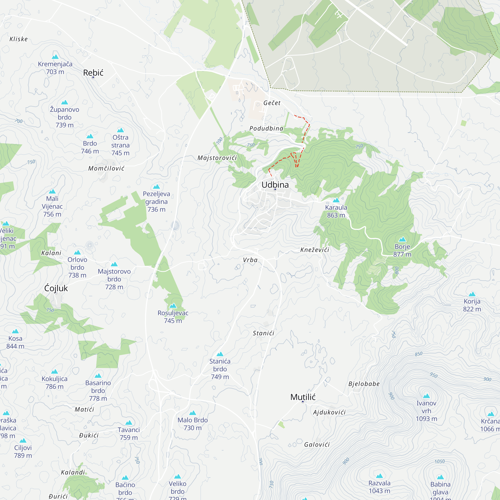 INA Udbina map