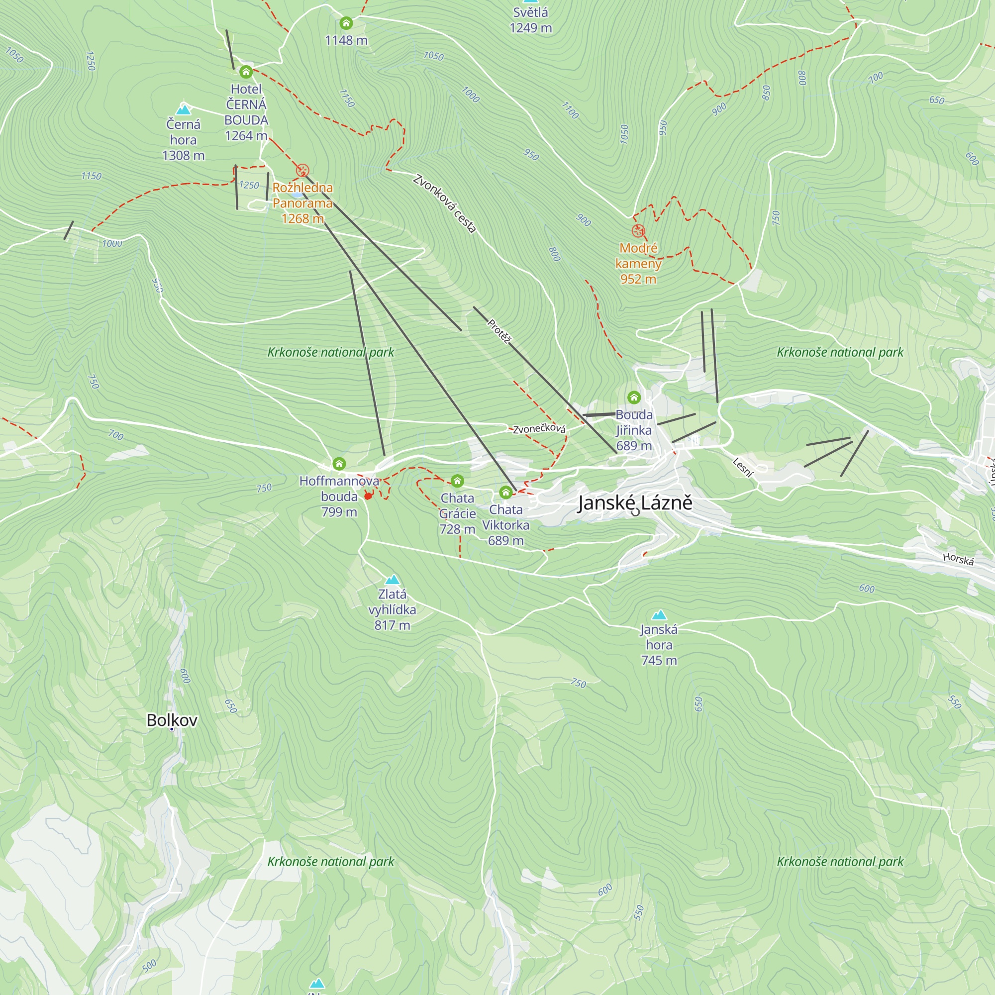 Chata Jestřáb map