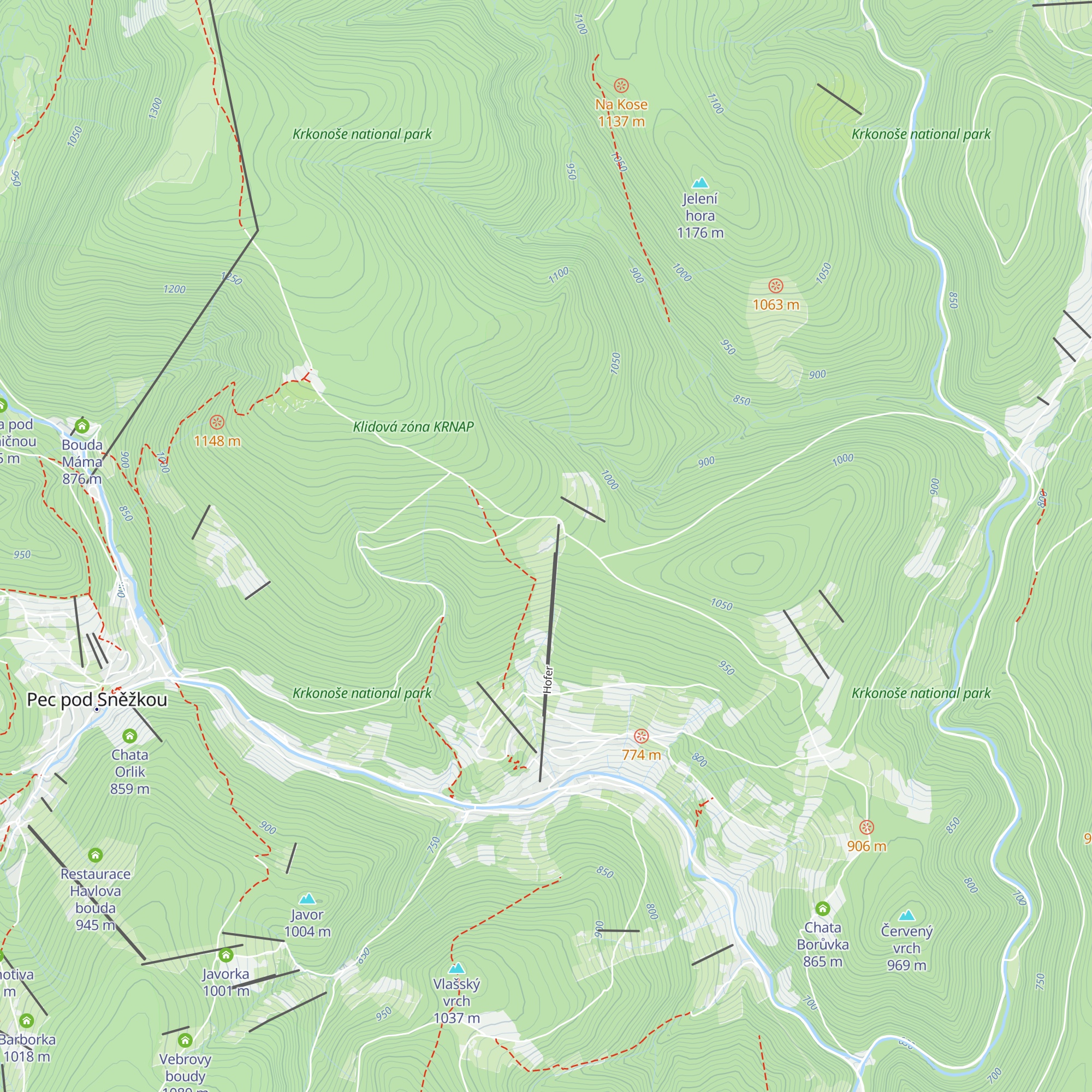 Horská chata Portášky map