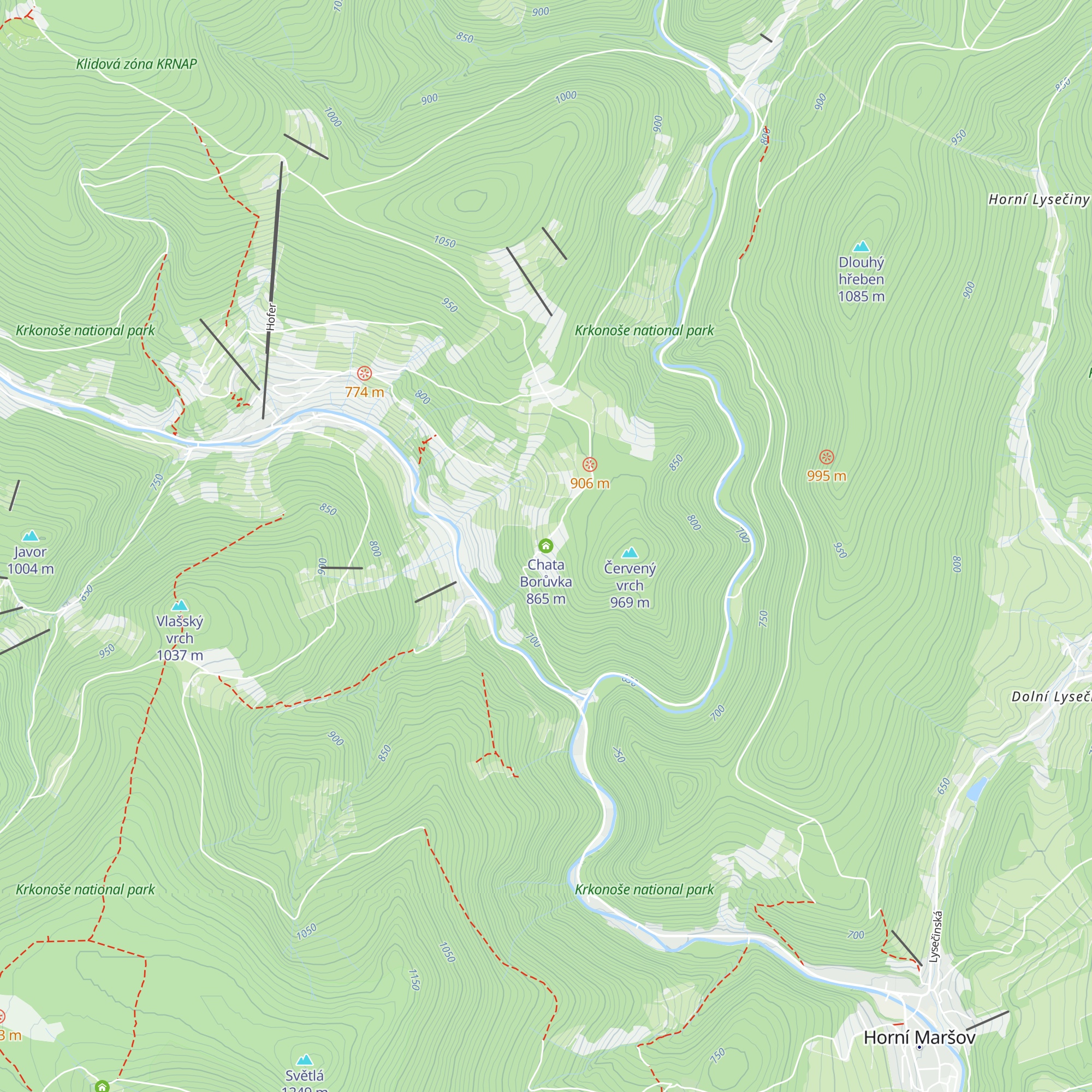 Chata Borůvka map