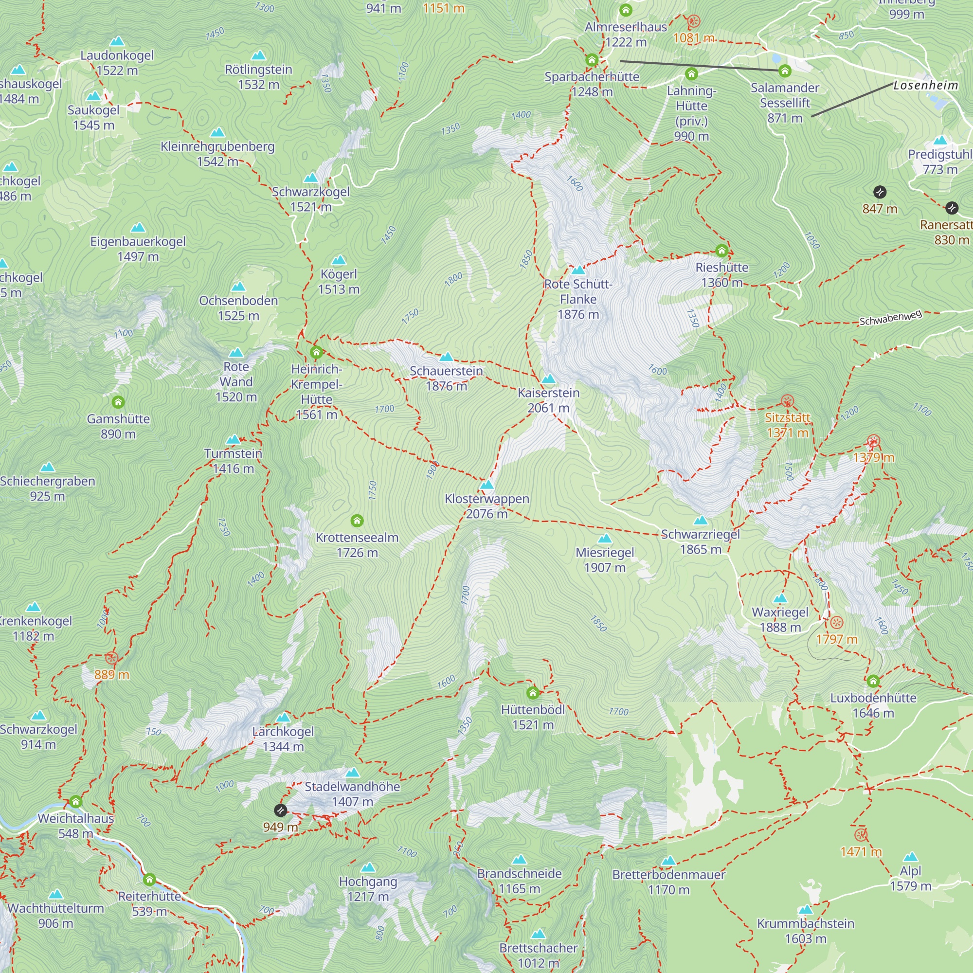 Relaisstation Hochschneeberg map