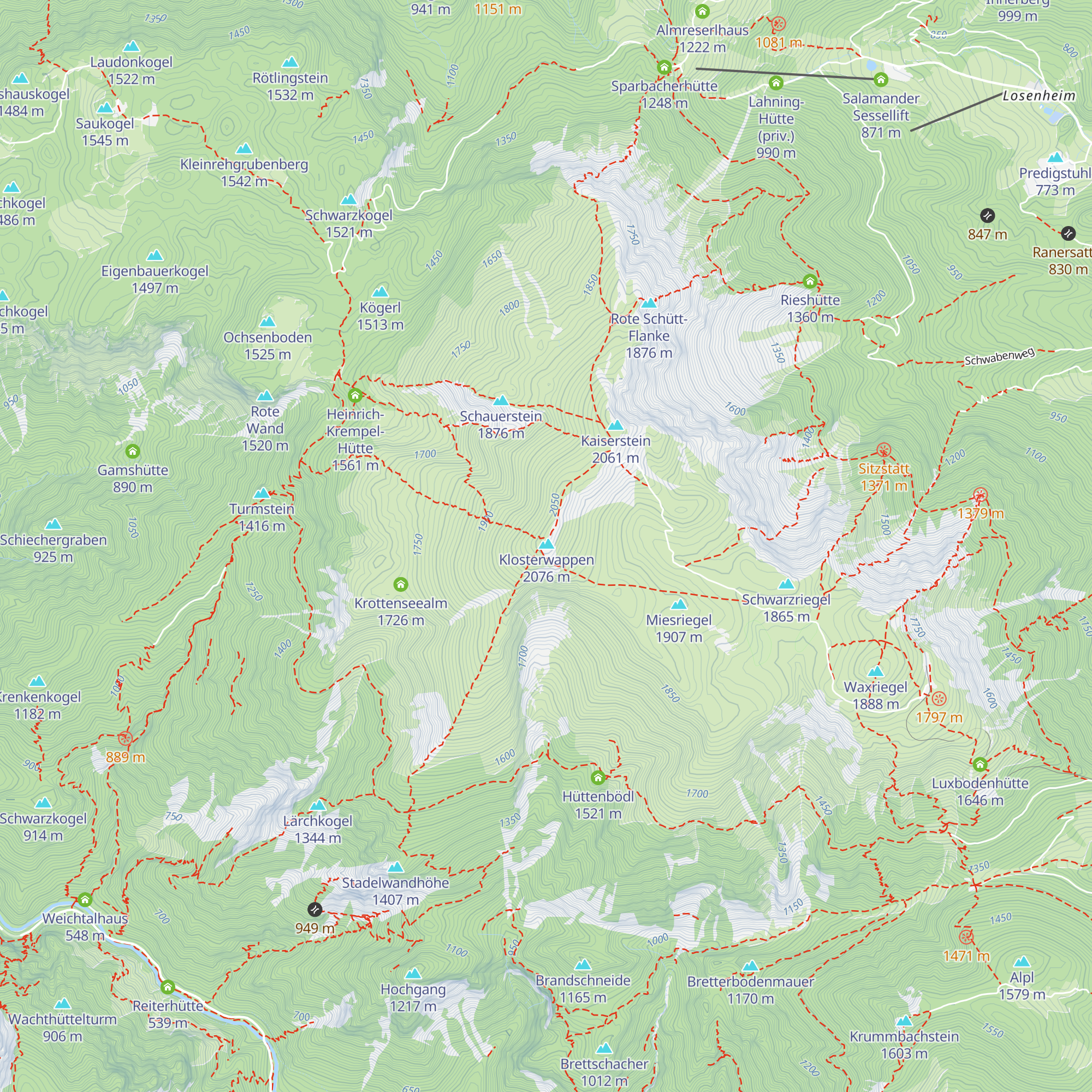Relaisstation Hochschneeberg map