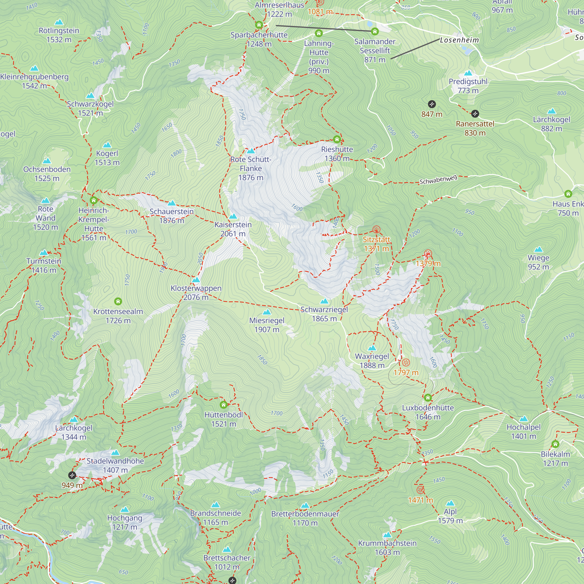 Hochschneebergalm map