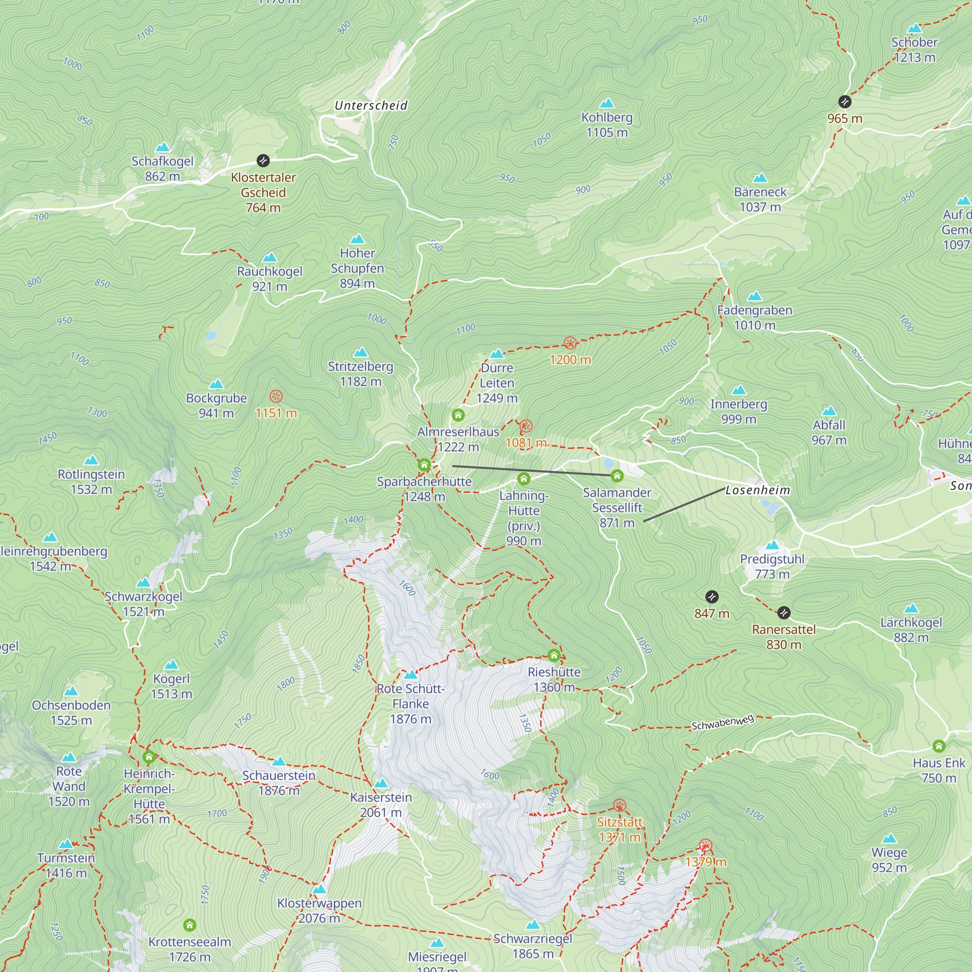 Lahninghütte, Bergrettung map