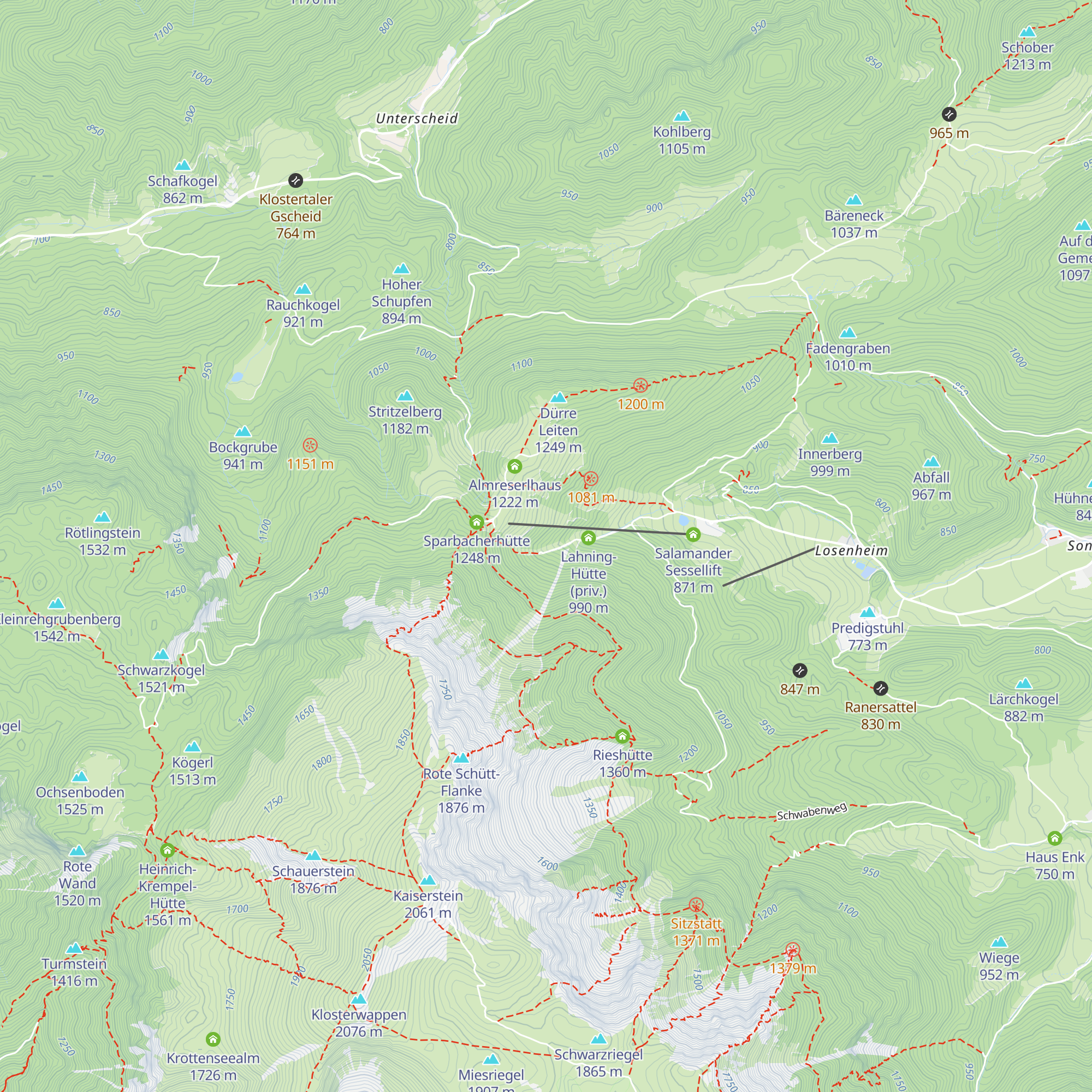 Lahninghütte, Bergrettung map