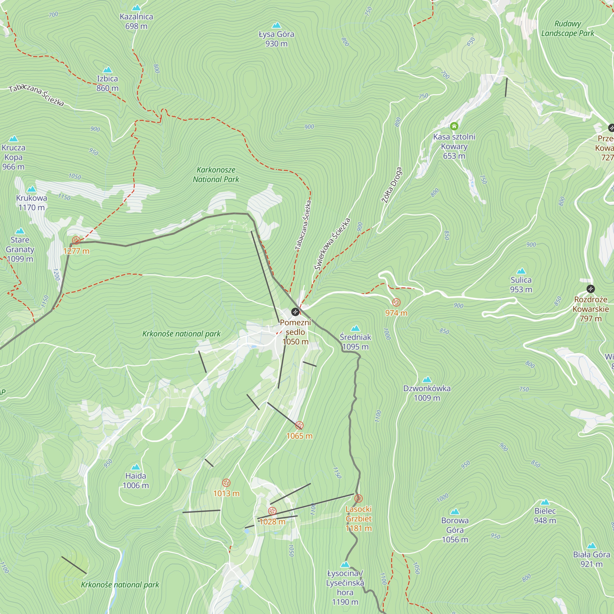 Schronisko PTTK "Na Przełęczy Okraj" map