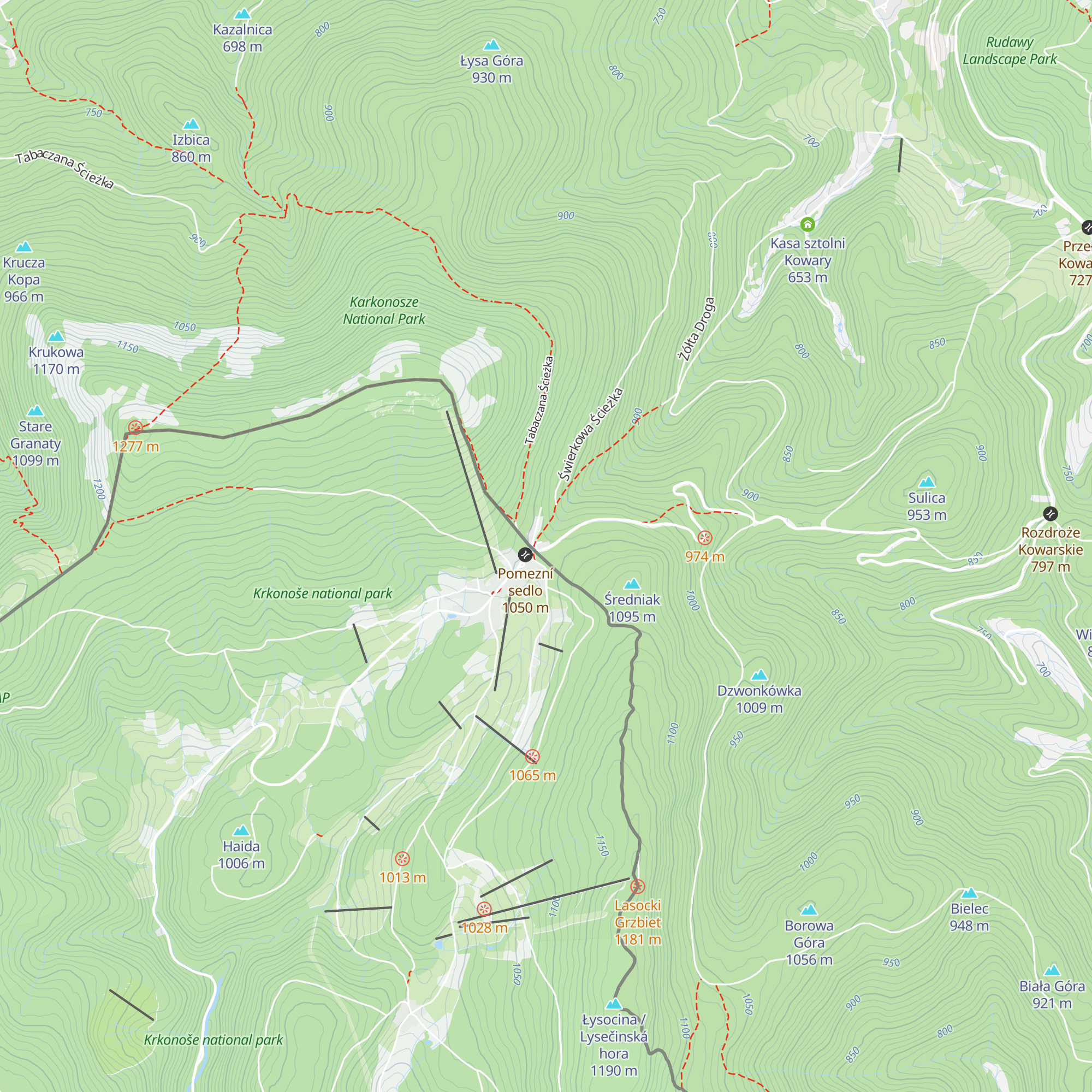 Schronisko PTTK "Na Przełęczy Okraj" map
