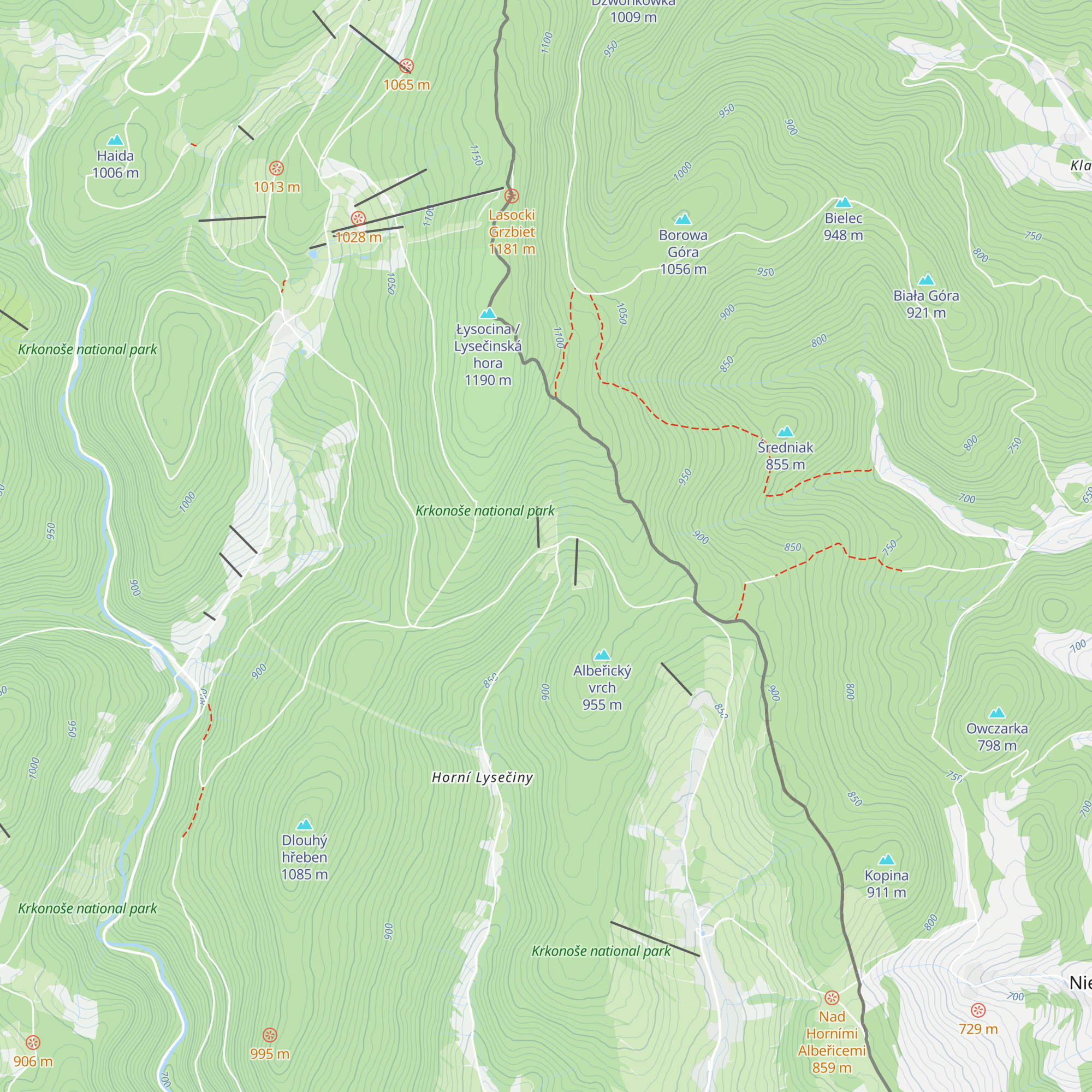 Lysečinská bouda map
