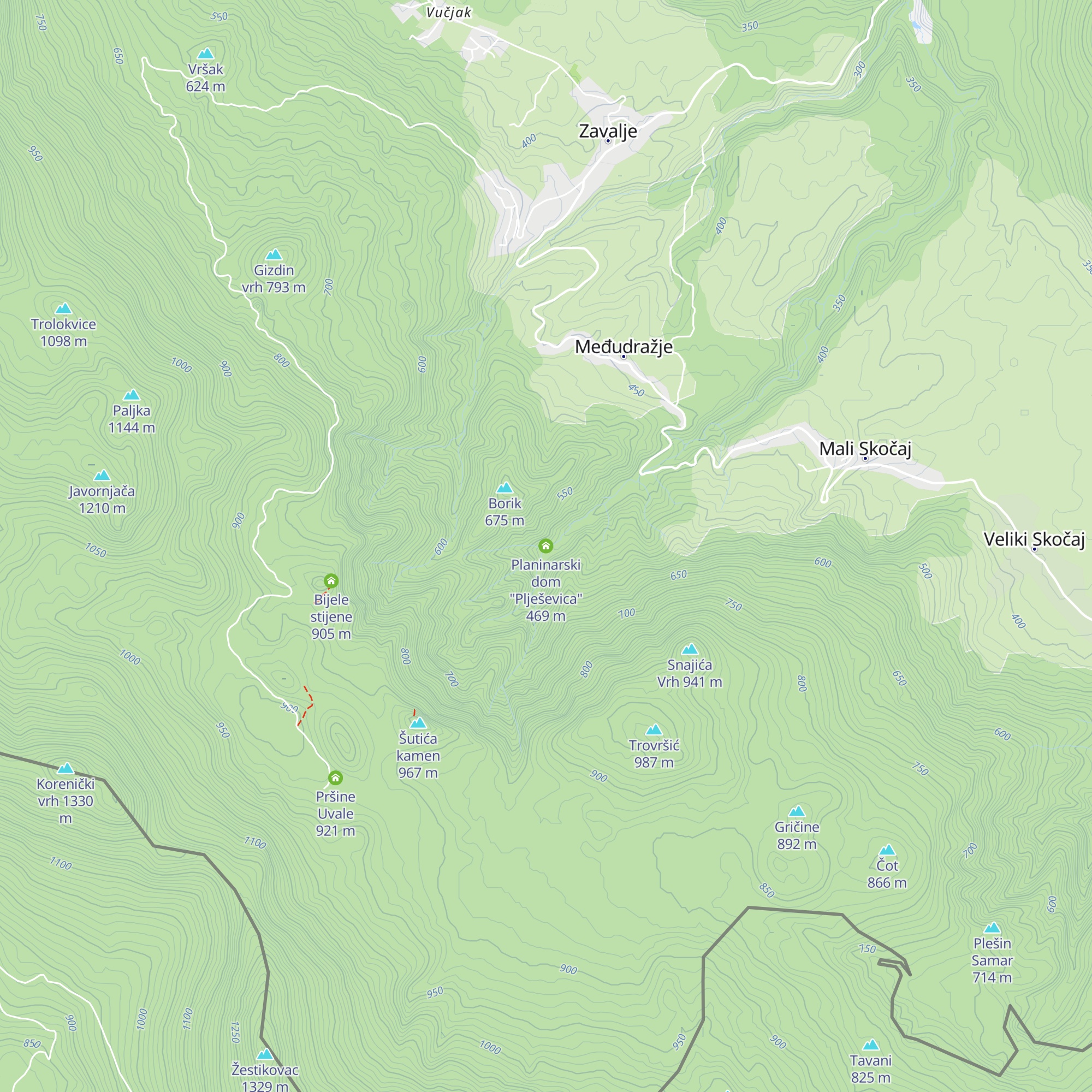 Planinarski dom "Plješevica" map