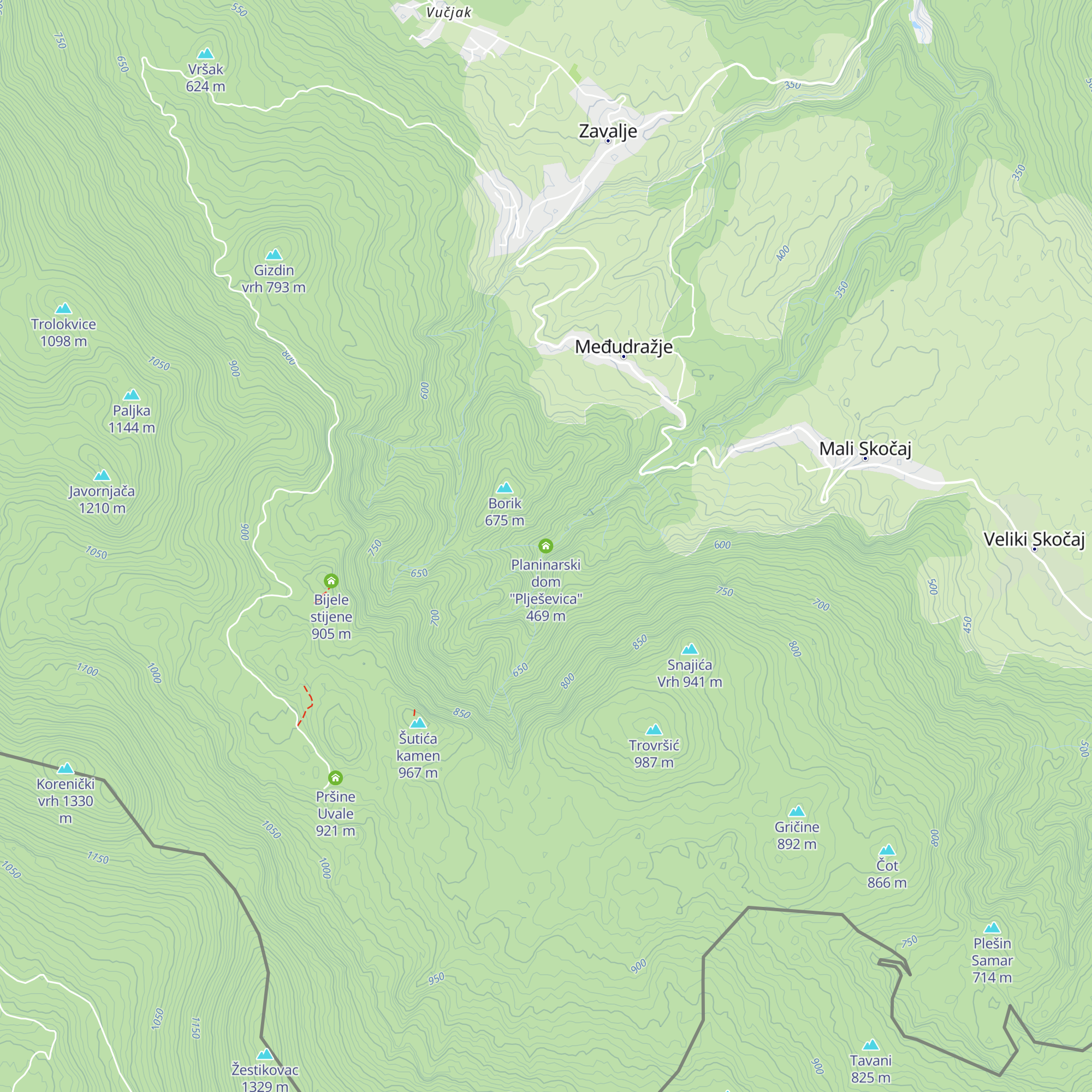 Planinarski dom "Plješevica" map