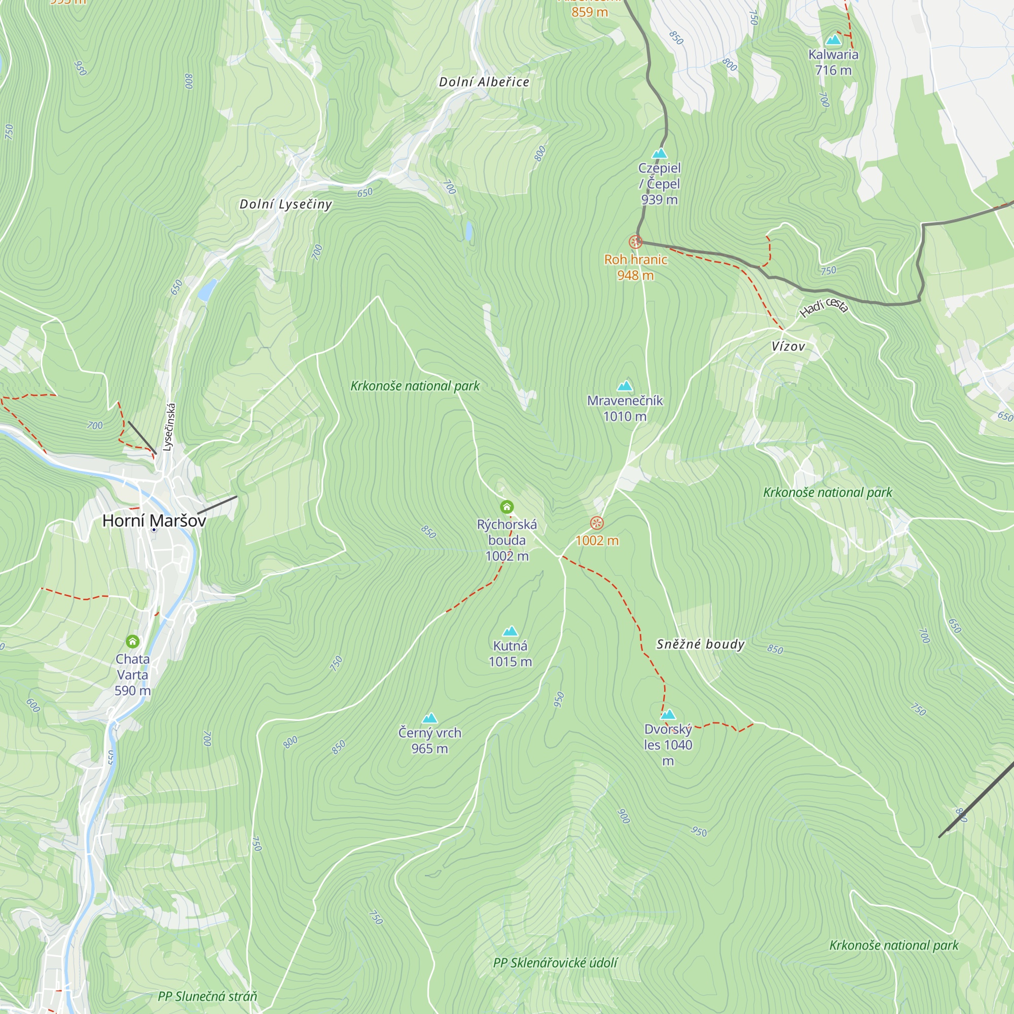 Rýchorská bouda map