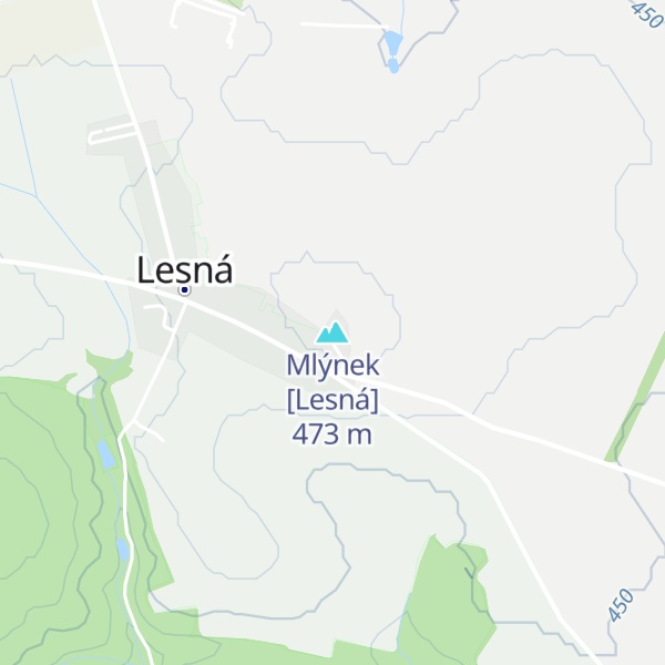 Map of Mlýnek [Lesná]
