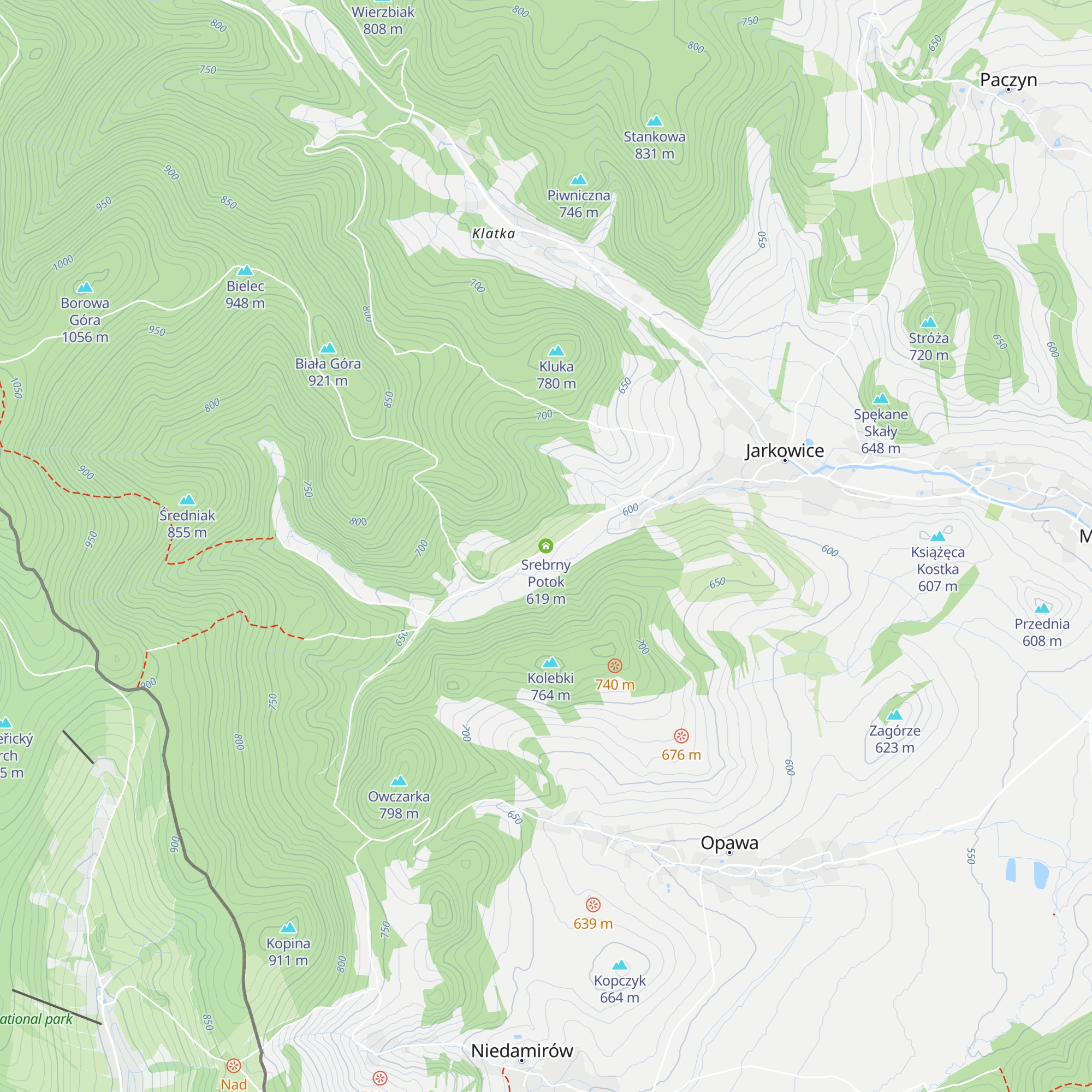 Srebrny Potok map