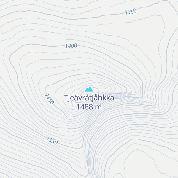 Map of Tjeävrátjåhkka