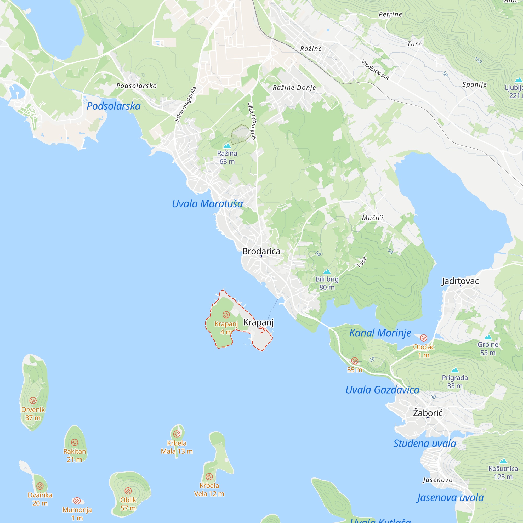 Turistička zajednica Brodarica - Krapanj map