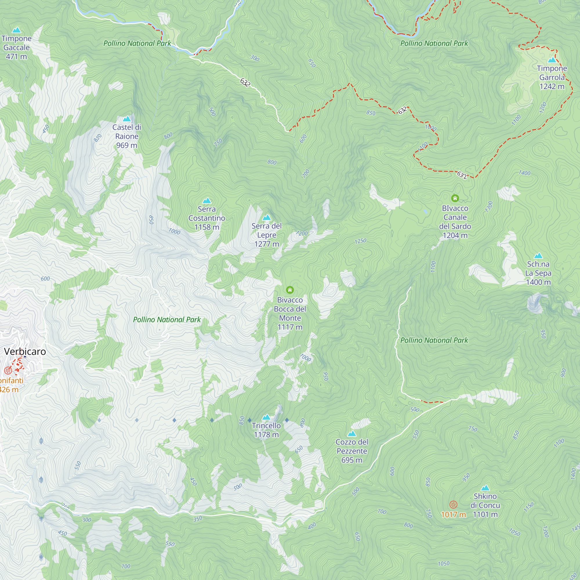 Bivacco Bocca del Monte map