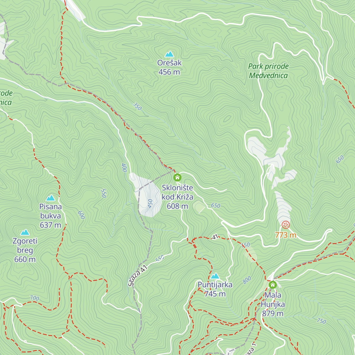 Sklonište kod Križa map