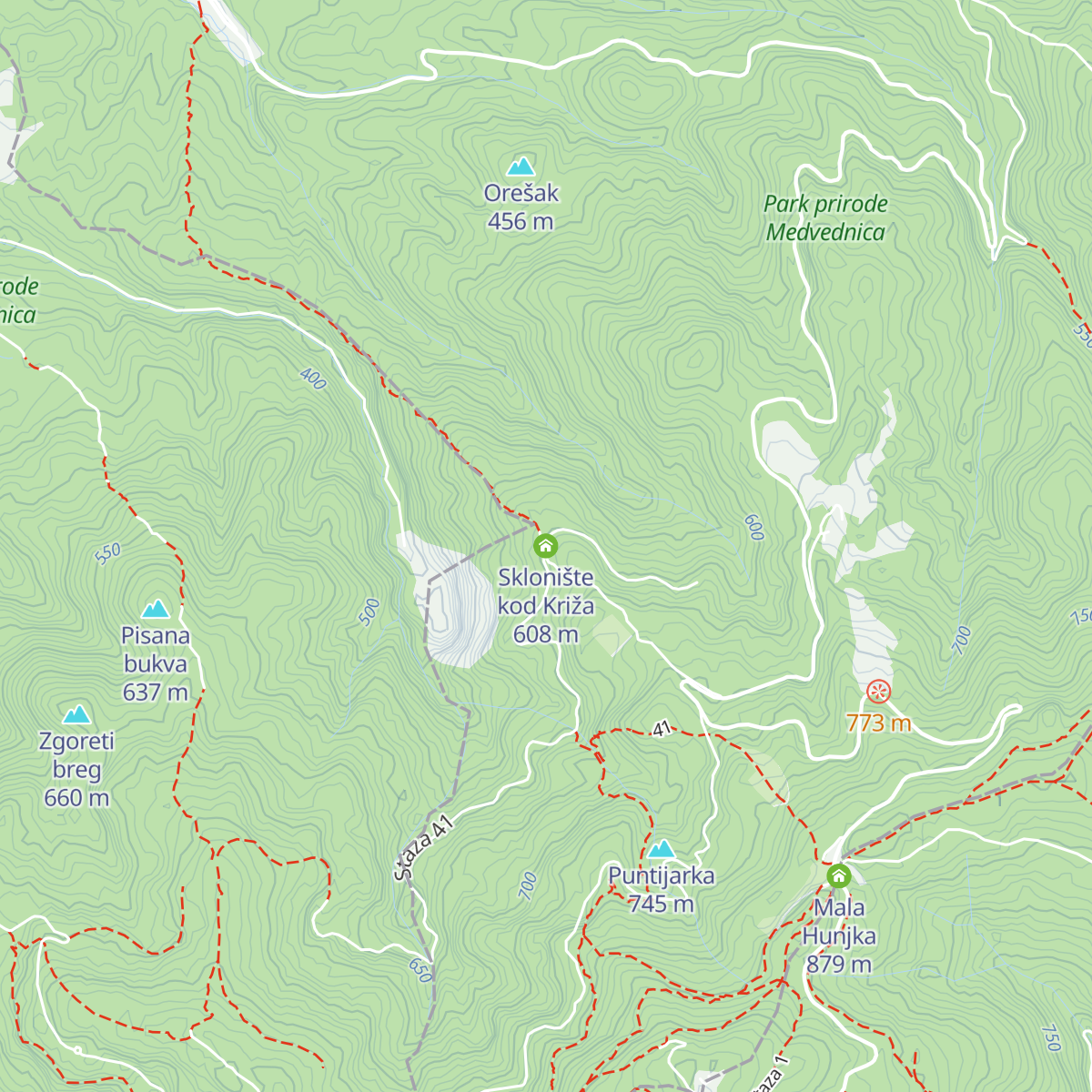 Sklonište kod Križa map