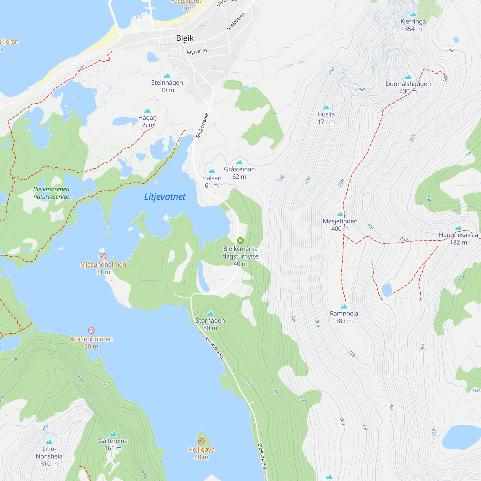 Bleiksmarka dagsturhytte map