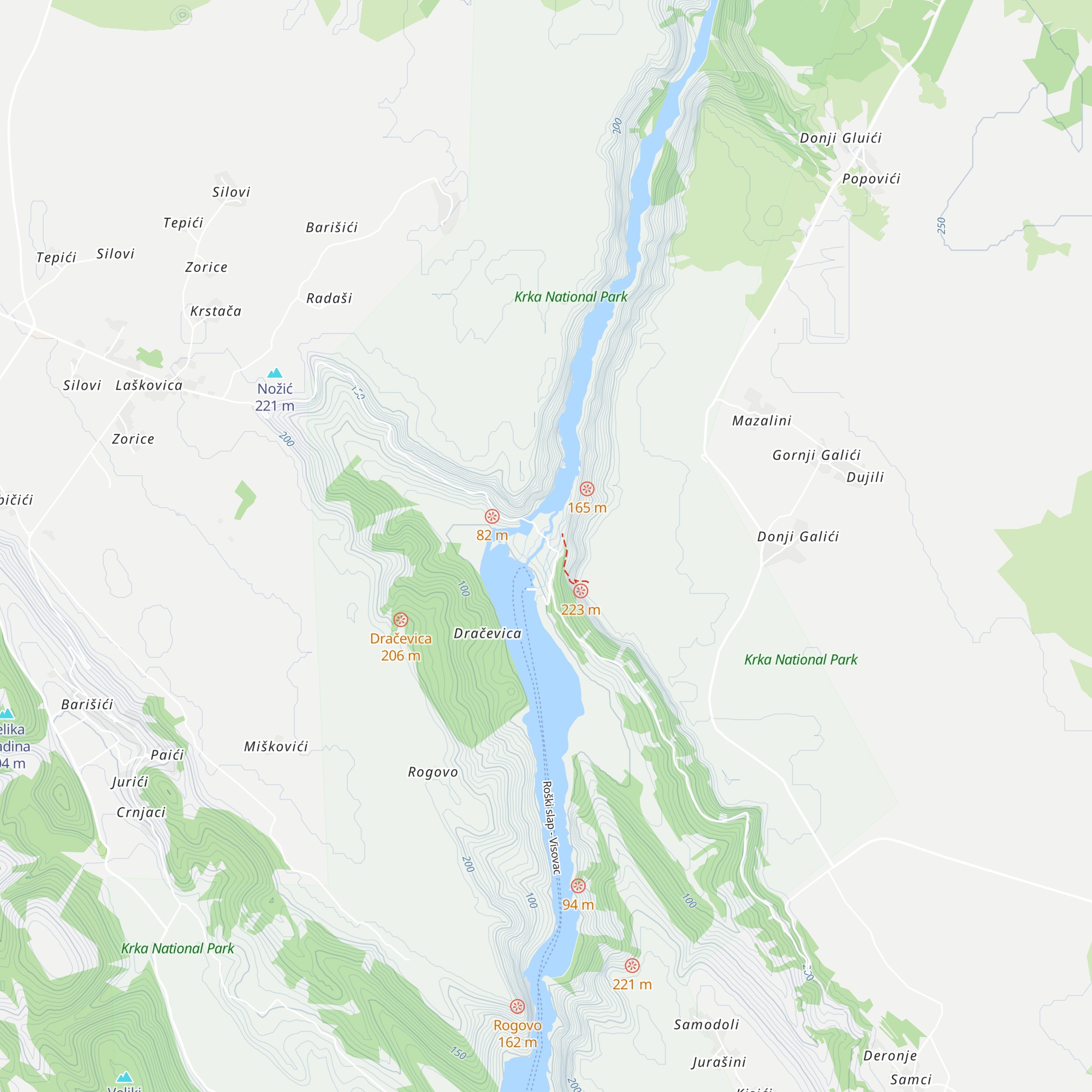 Roški slap map