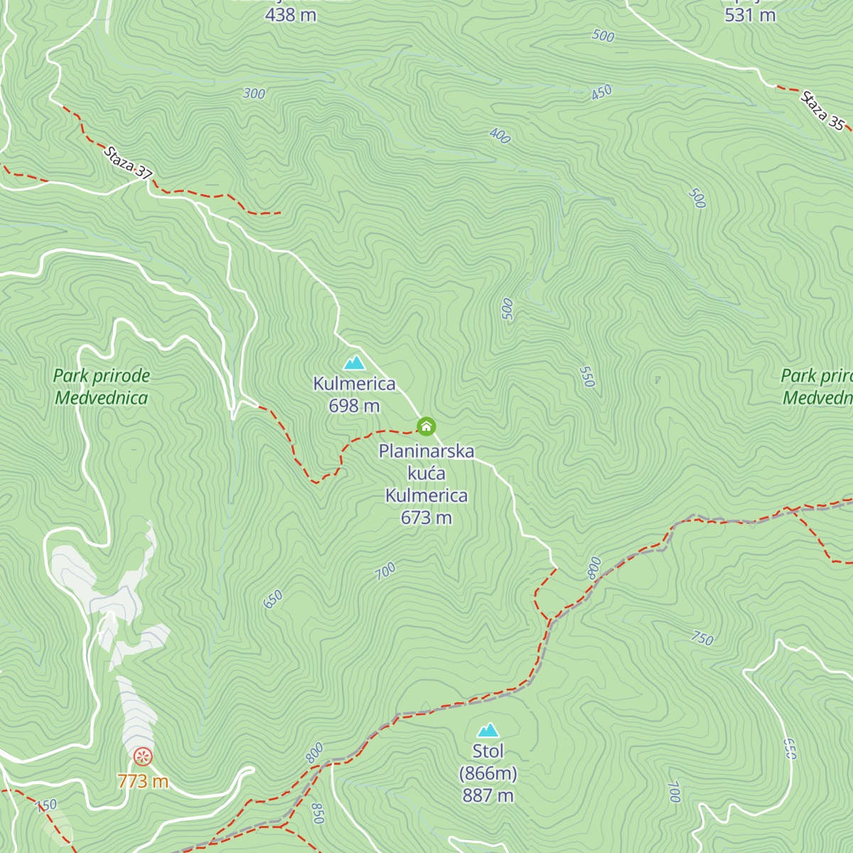 Planinarska kuća Kulmerica map