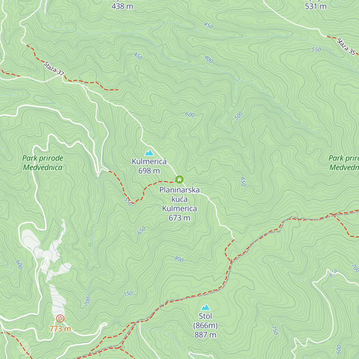 Planinarska kuća Kulmerica map