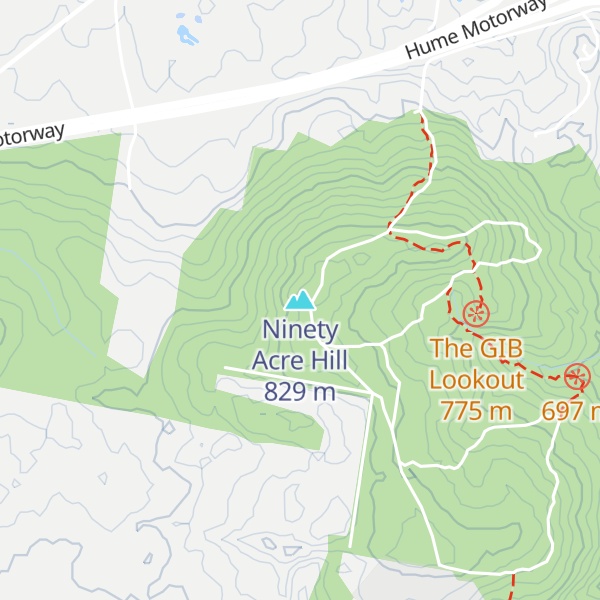 Map of Ninety Acre Hill