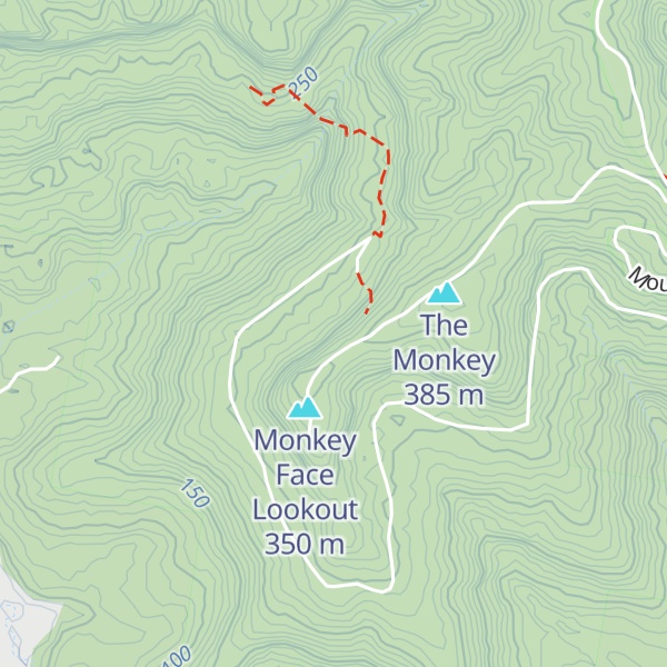Map of Monkey Face Rock Climbing Area