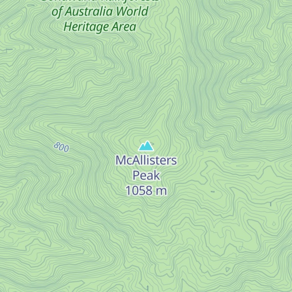 Map of McAllisters Peak