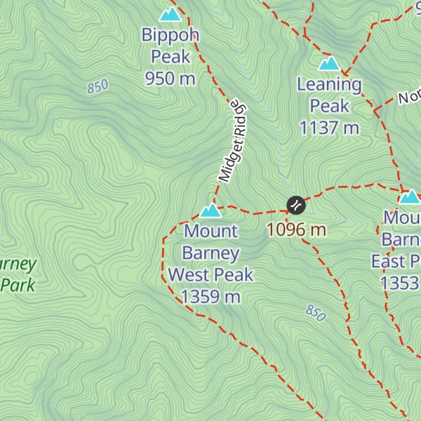 Map of Mount Barney West Peak