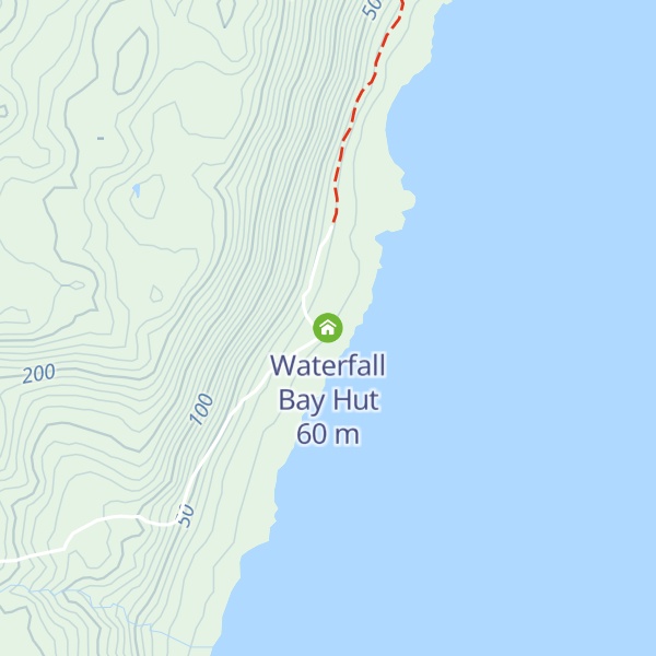 Map of Waterfall Bay Hut