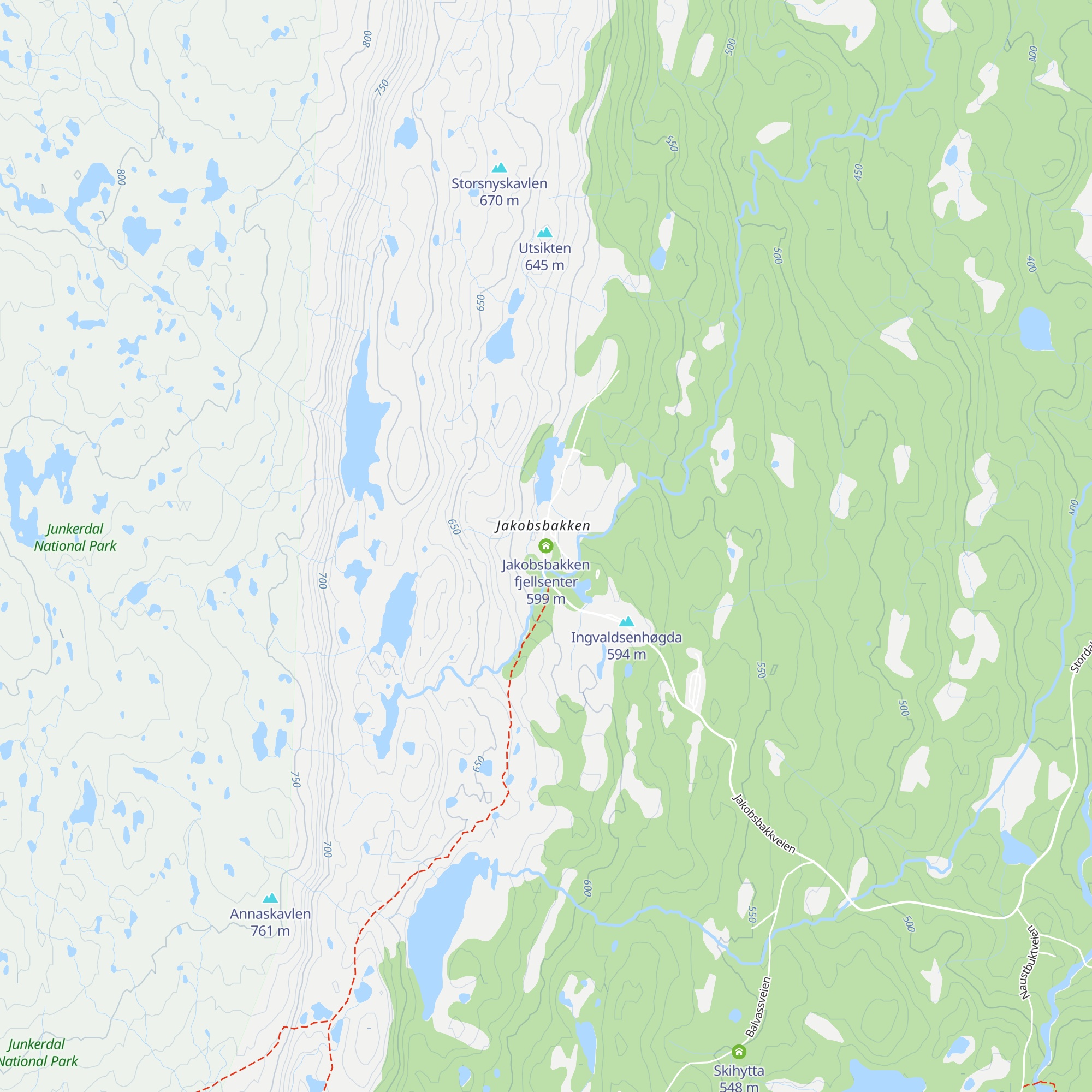 Jakobsbakken fjellsenter map