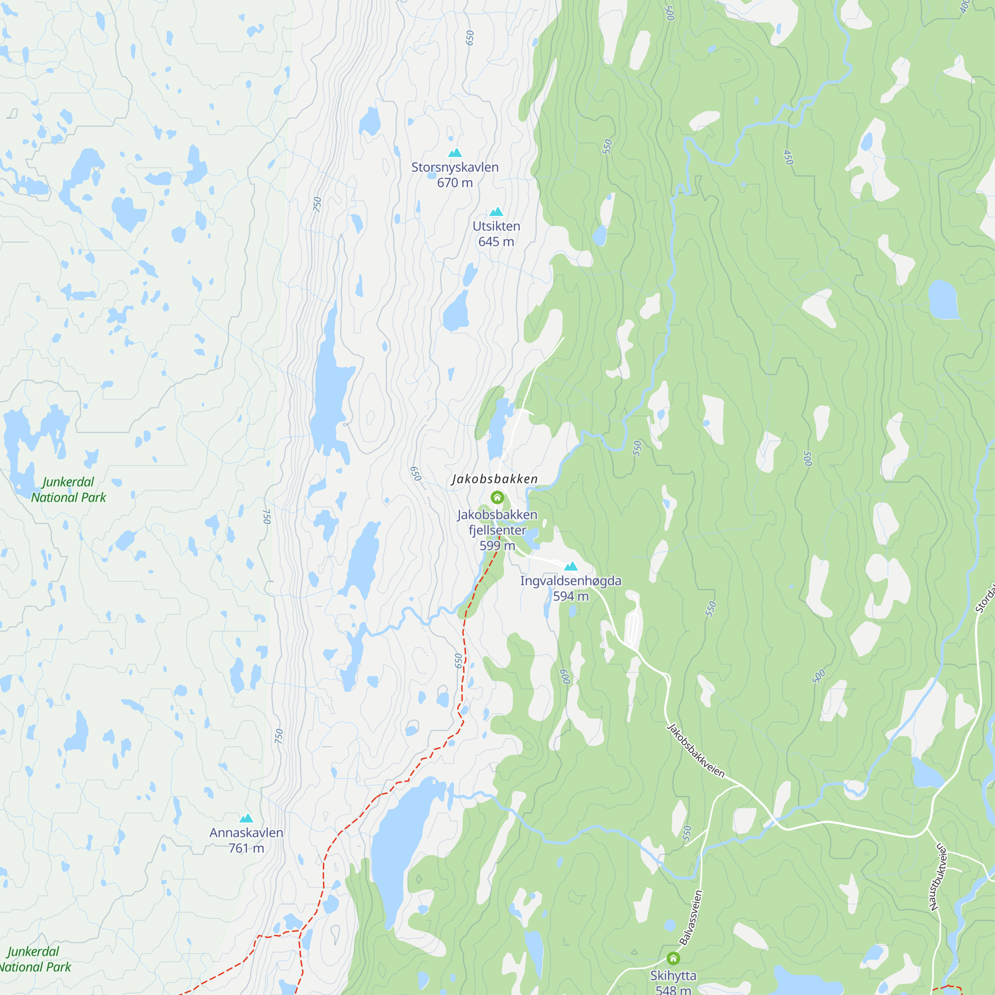 Jakobsbakken fjellsenter map