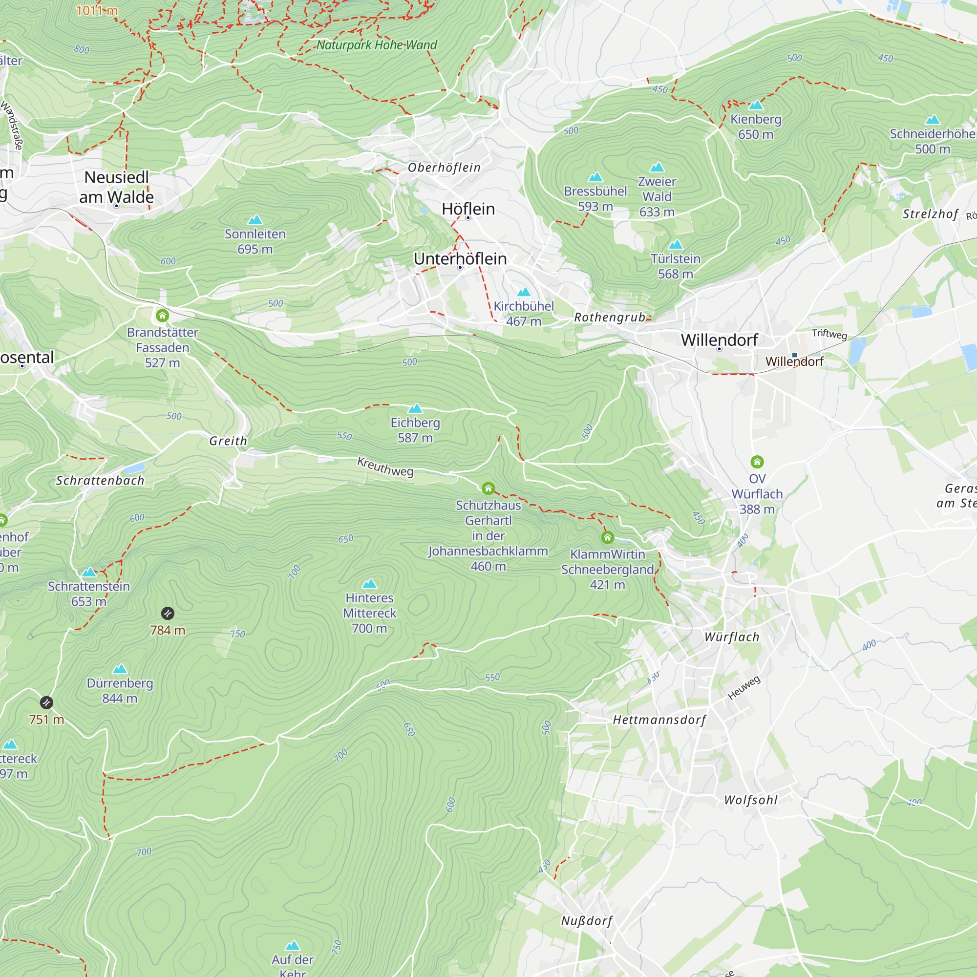 Schutzhaus Gerhartl in der Johannesbachklamm map