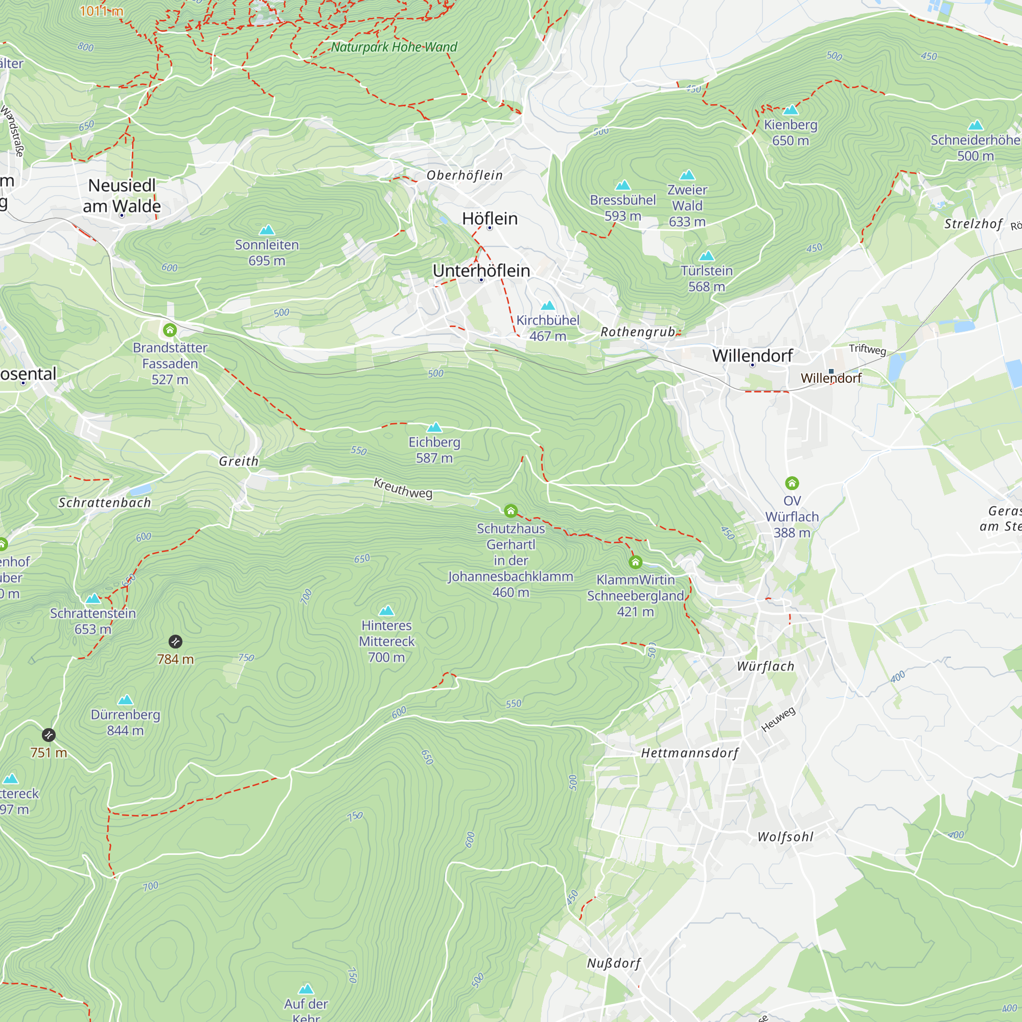 Schutzhaus Gerhartl in der Johannesbachklamm map