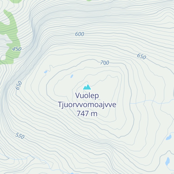 Map of Vuolep Tjuorvvomoajvve