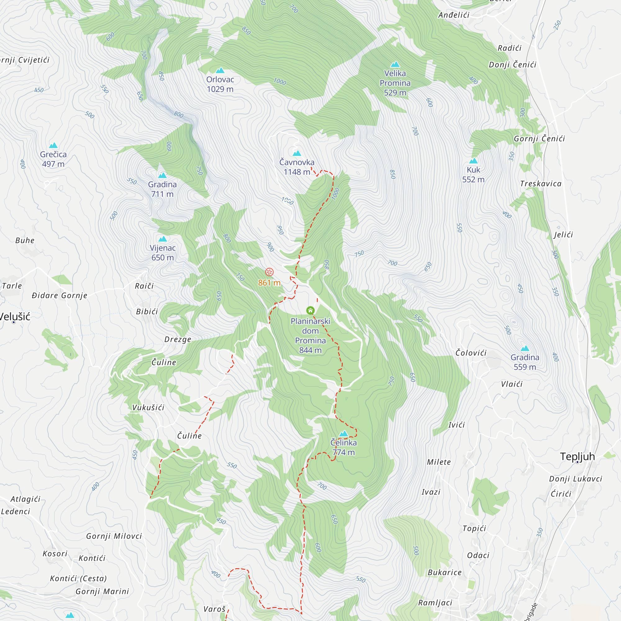 Planinarski dom Promina map