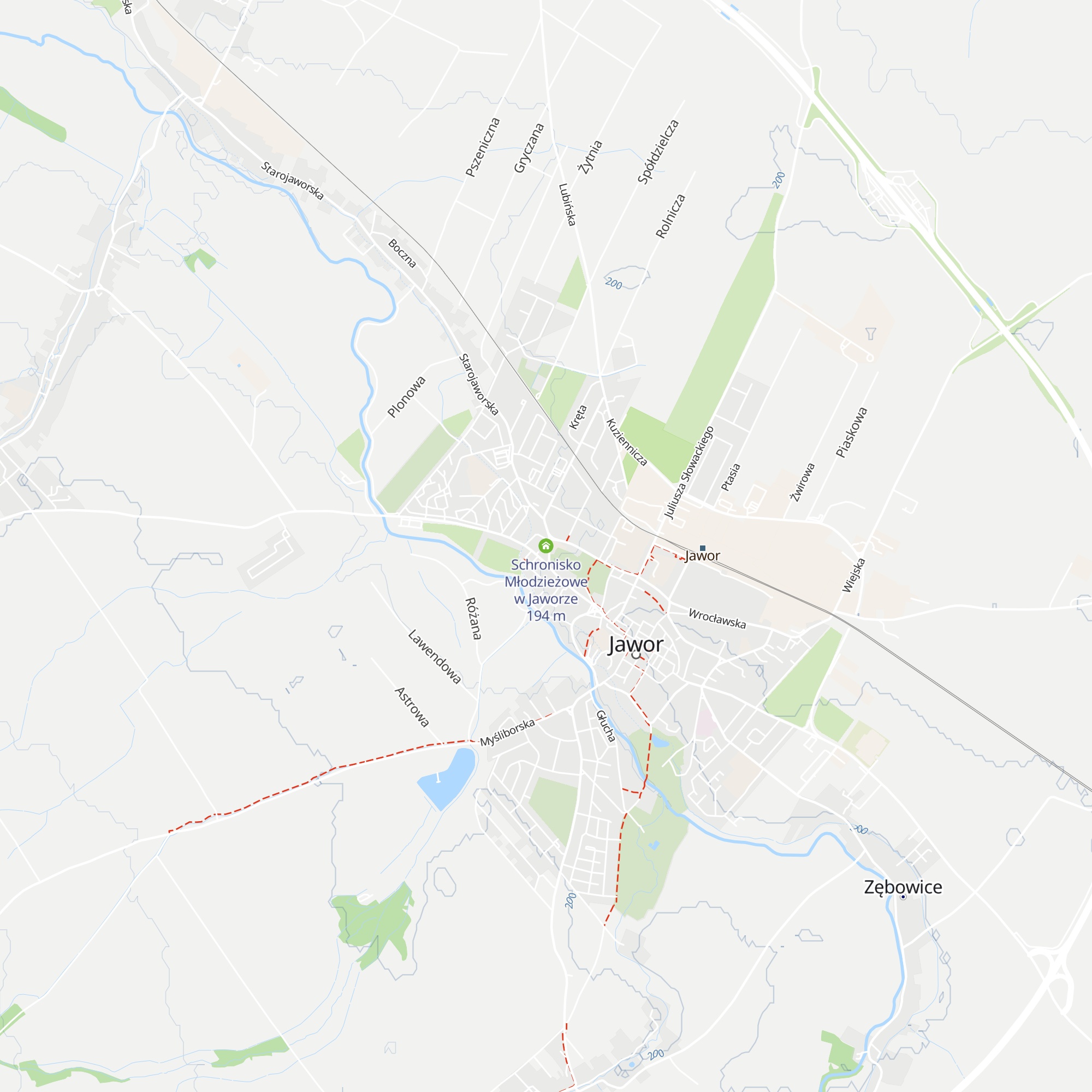 Schronisko Młodzieżowe w Jaworze map
