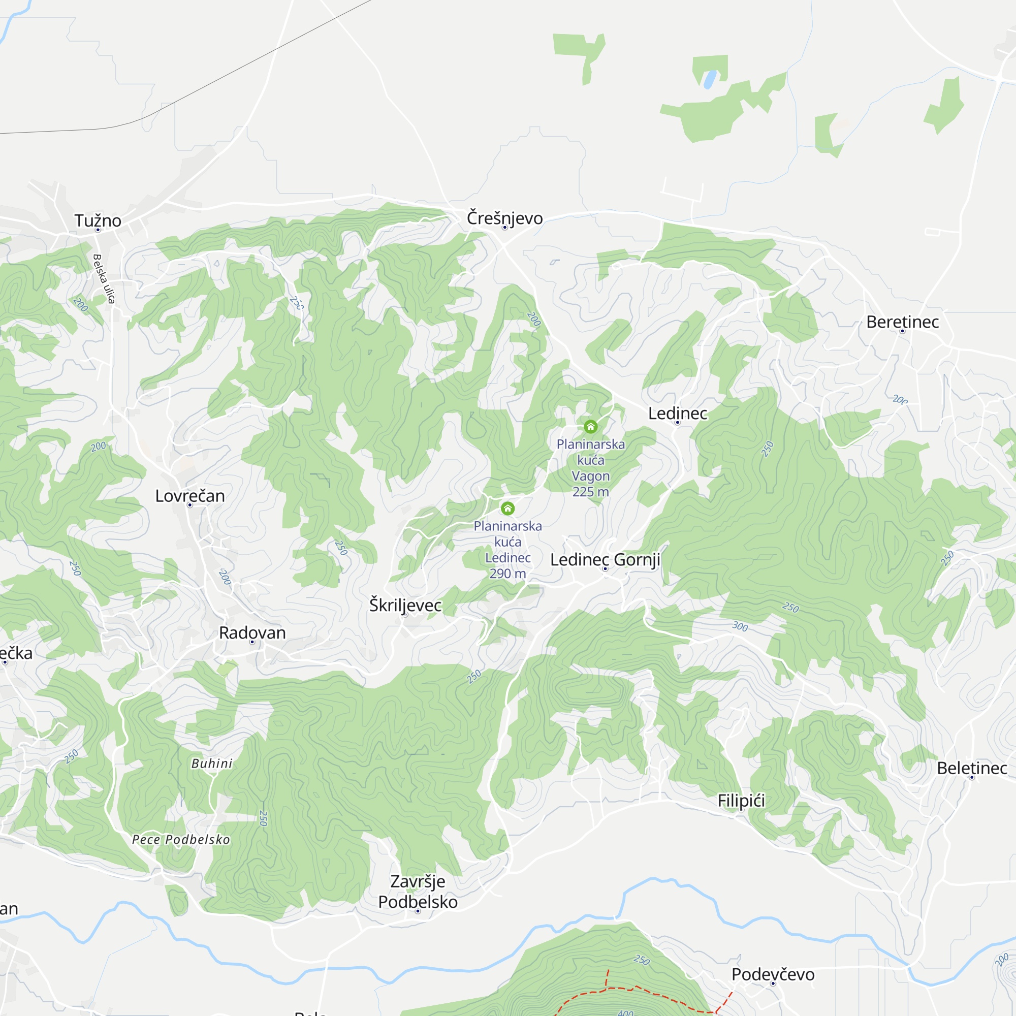 Planinarski dom Ledinec map
