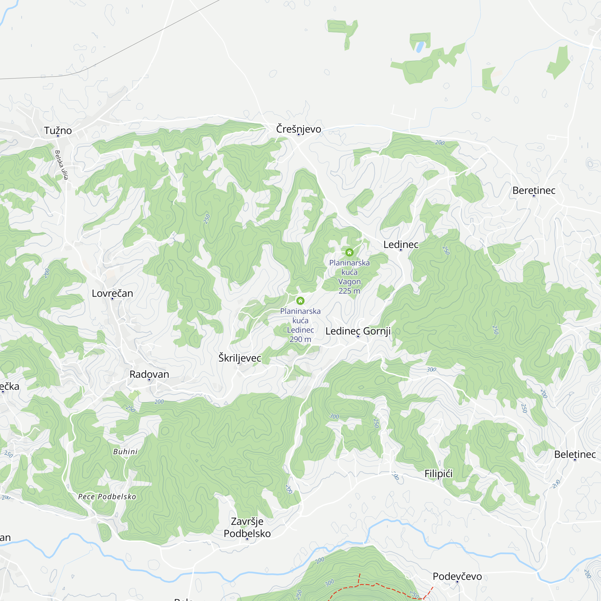 Planinarski dom Ledinec map