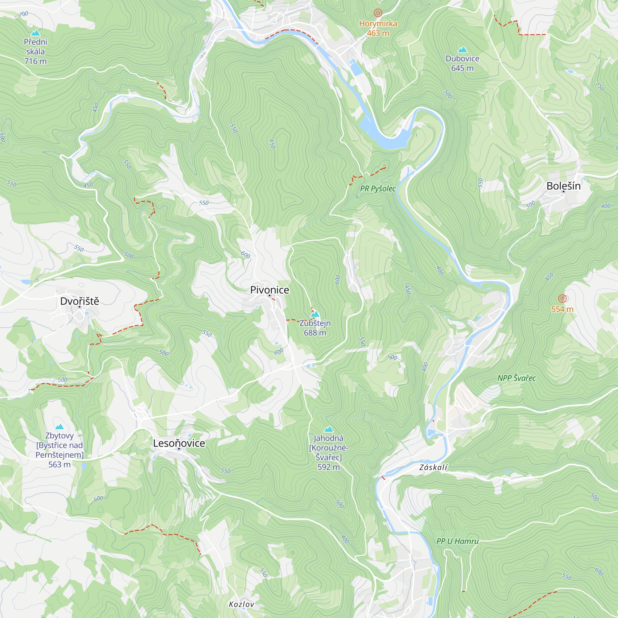 Útulna Zubštejn map