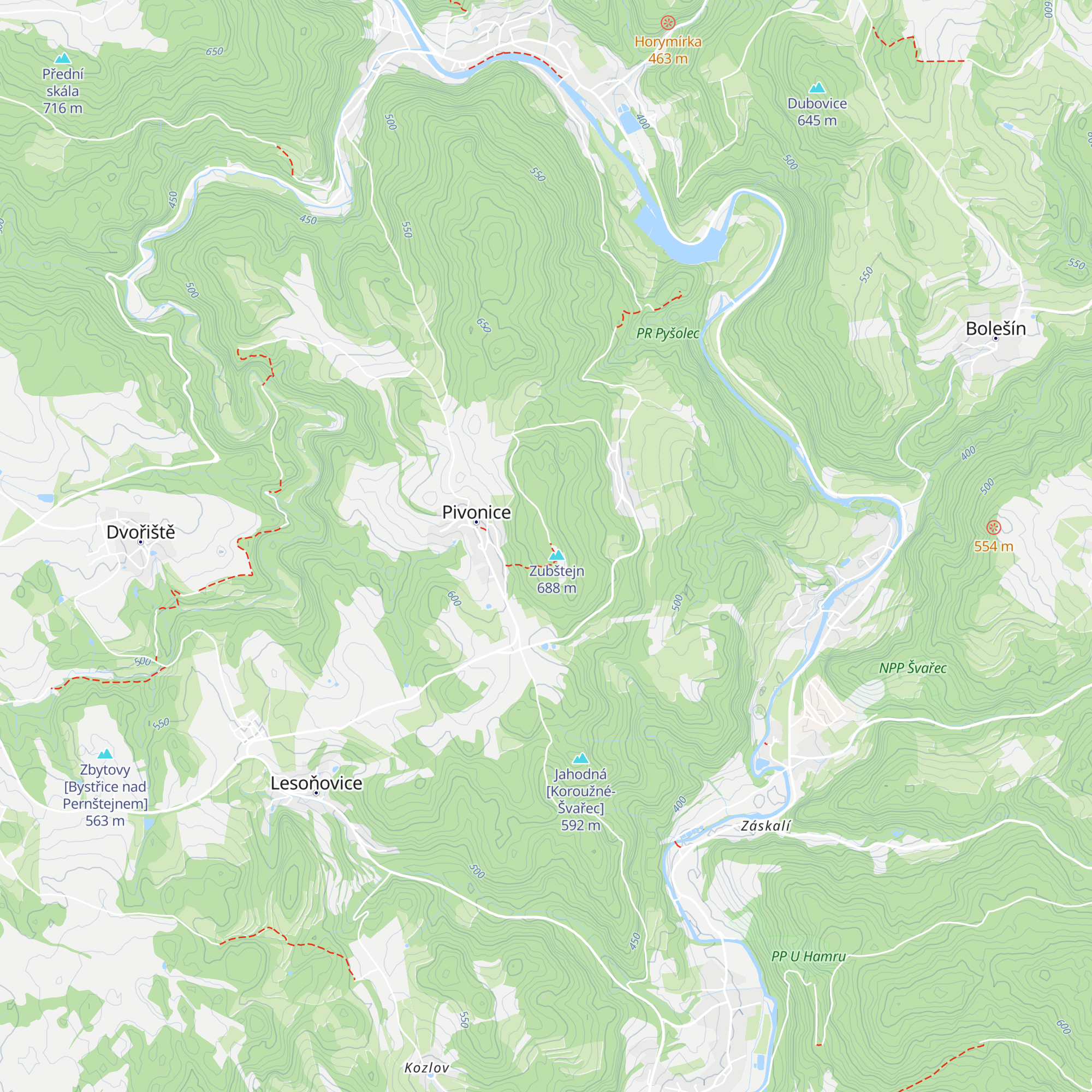 Útulna Zubštejn map