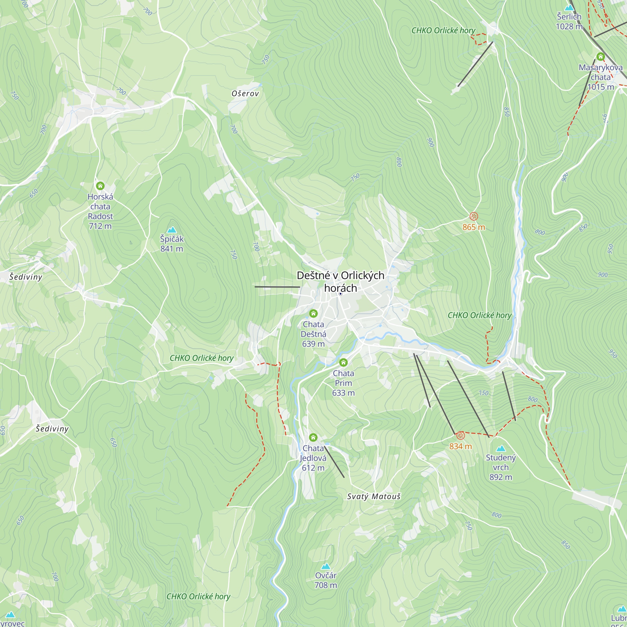 Chata Deštná map