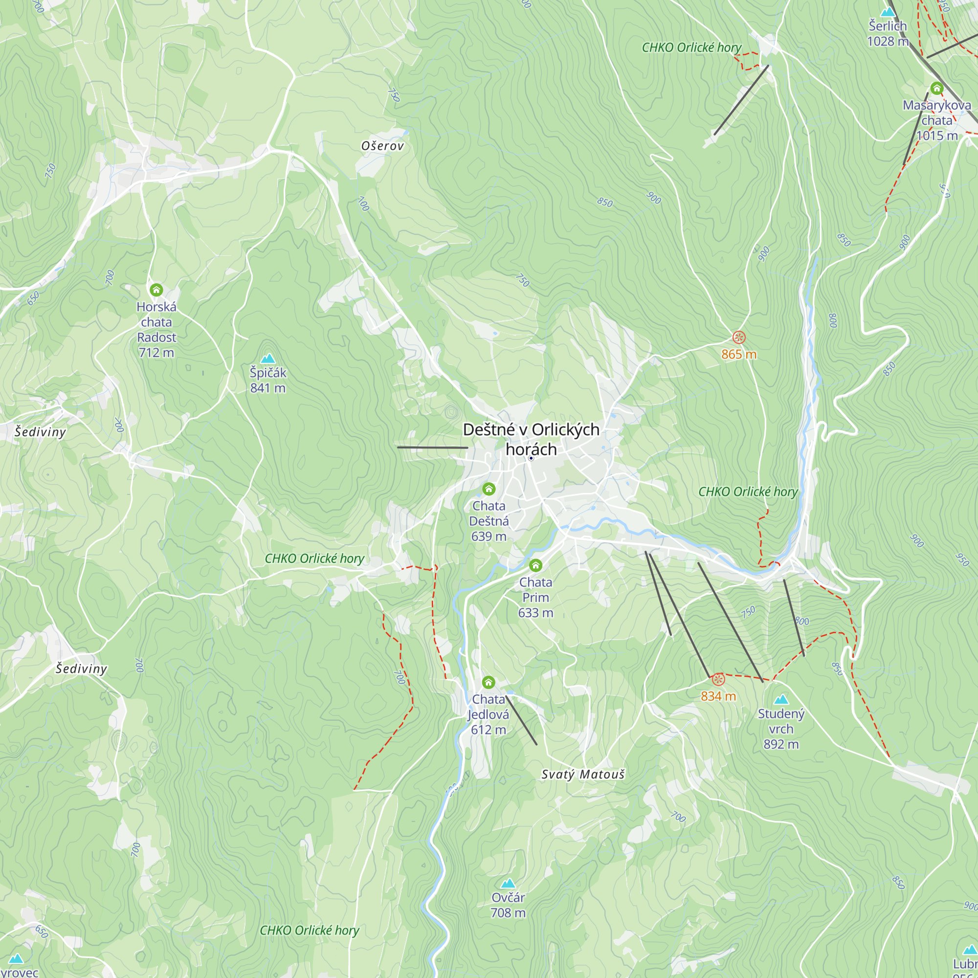 Chata Deštná map