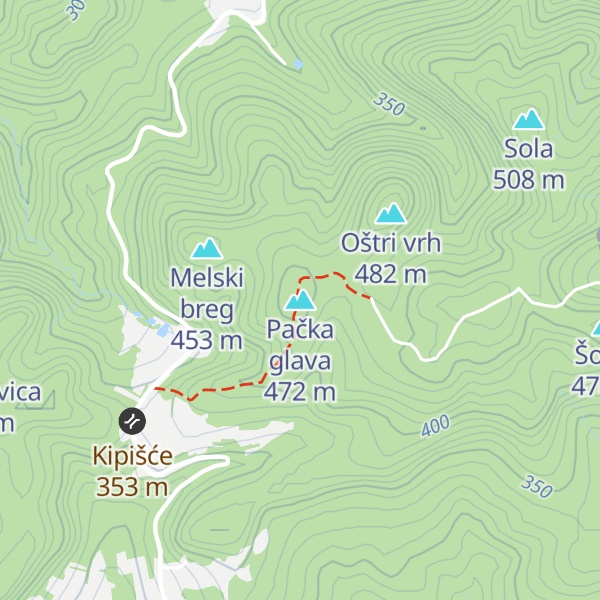 Map of Pačka glava