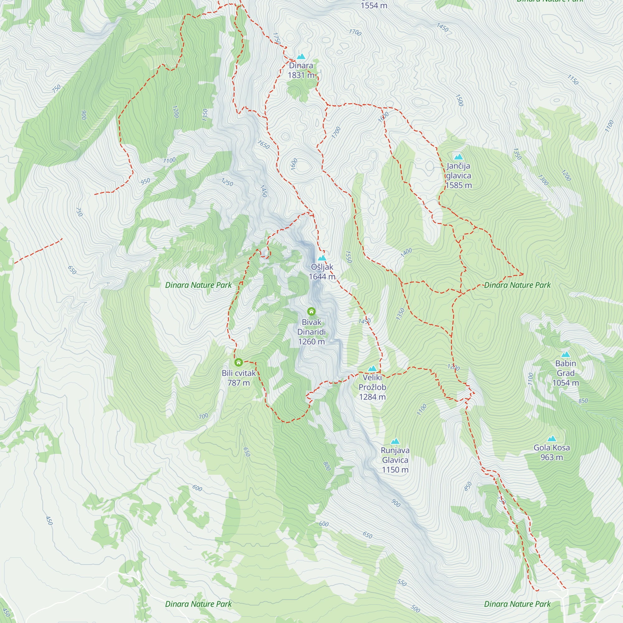 Bivak Dinaridi map