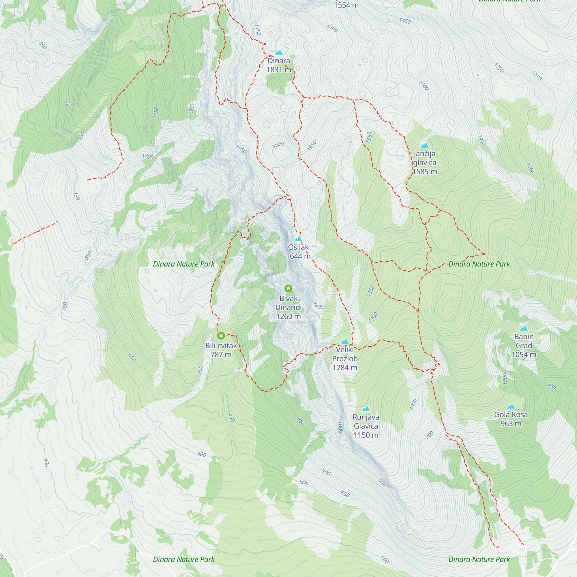 Bivak Dinaridi map
