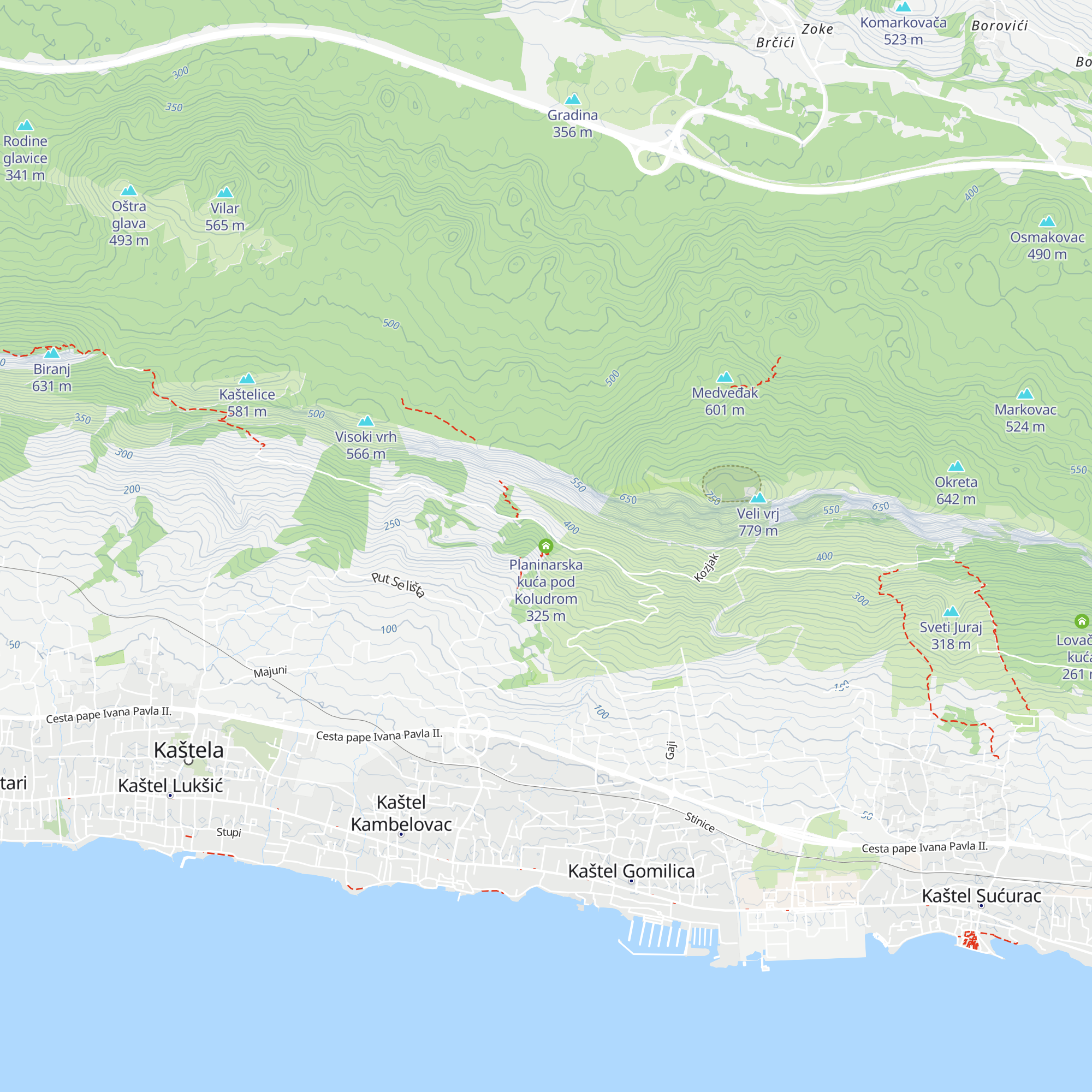 Planinarska kuća pod Koludrom map