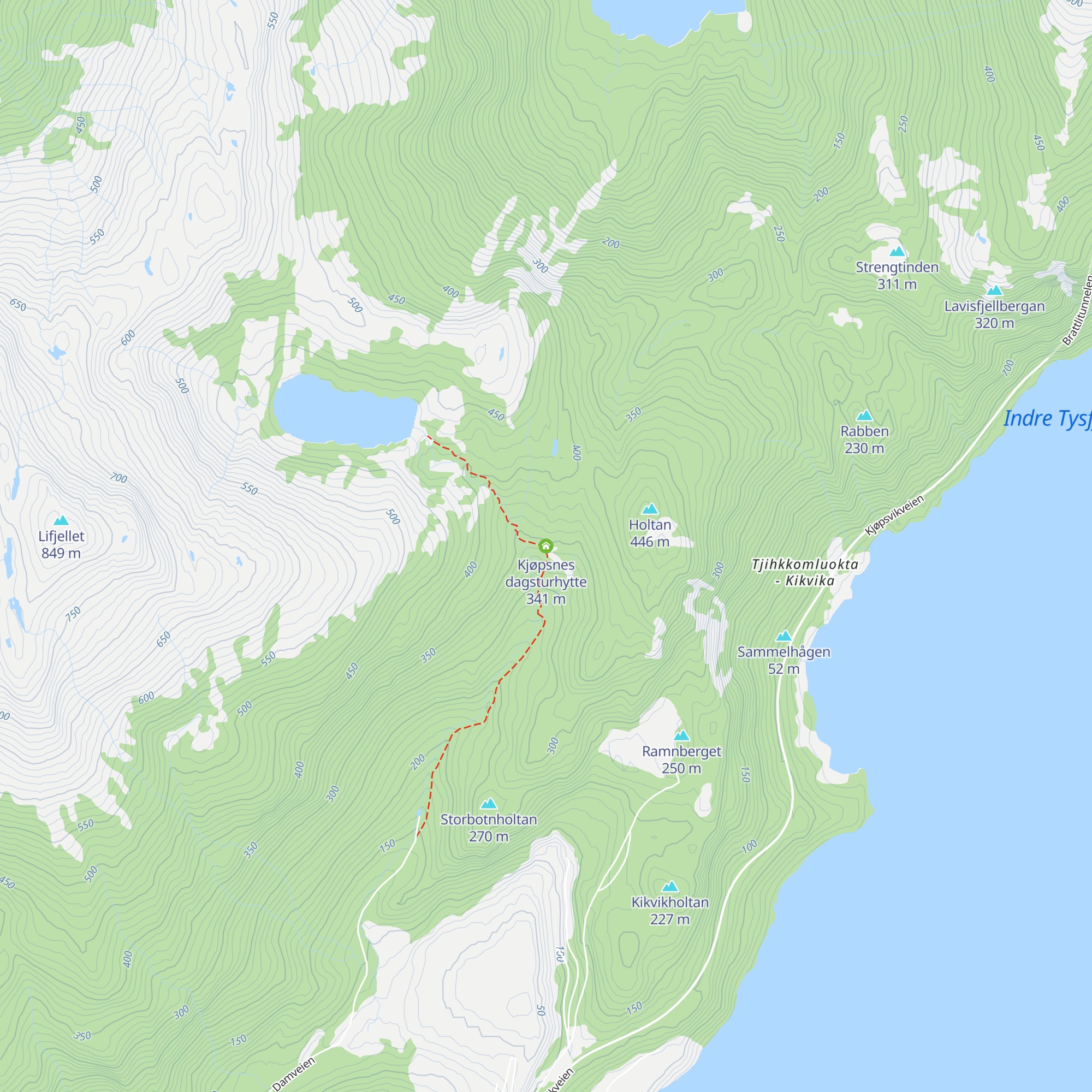 Kjøpsnes dagsturhytte map